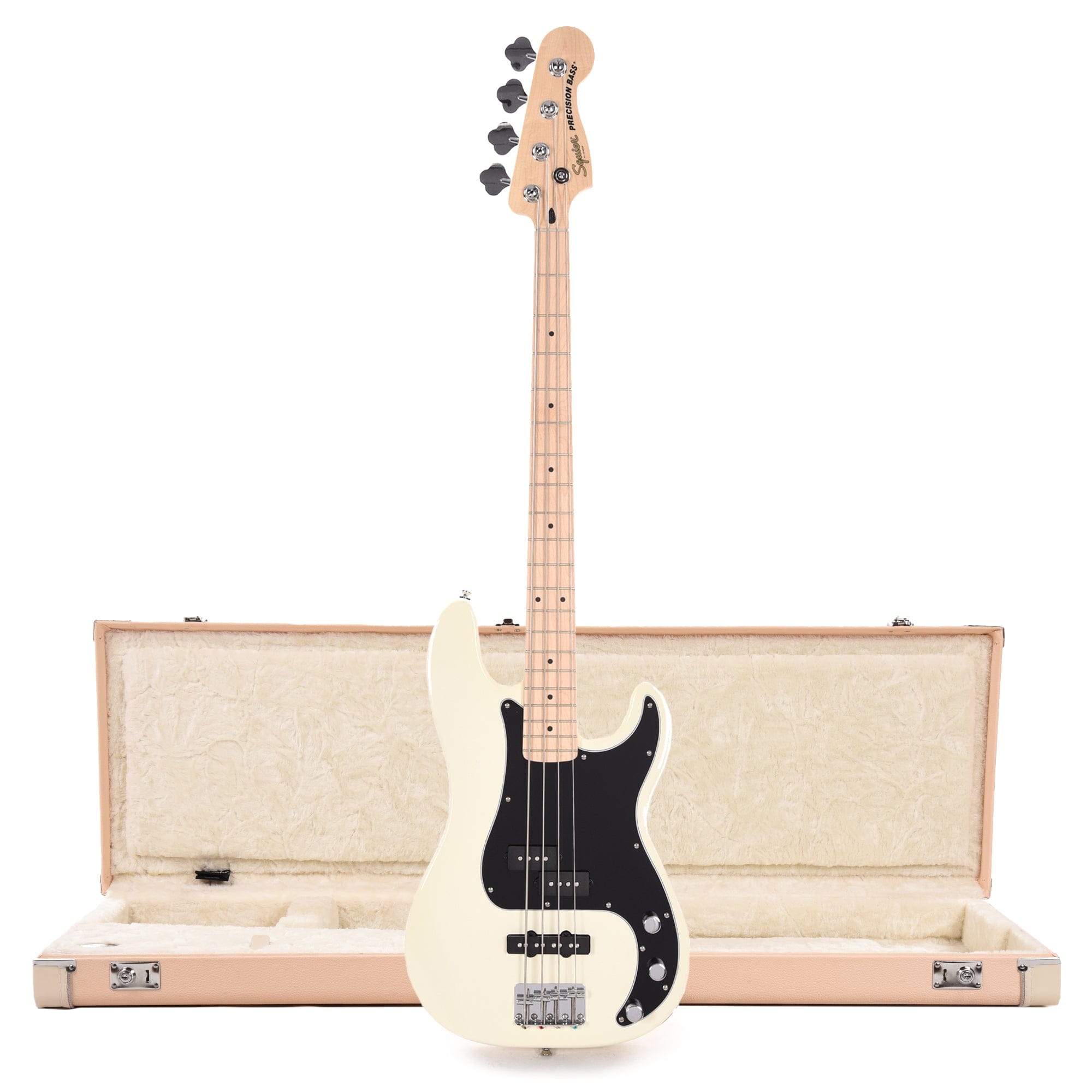 Squier Affinity Precision Bass PJ MN Olympic White and Hardshell Case Jazz Bass/Precision Bass Shell Pink w/Cream Interior (CME Exclusive) Bass Guitars / 4-String