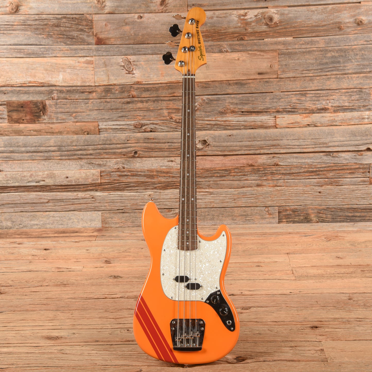 Squier Classic Vibe '60s Competition Mustang Bass Capri Orange w/Dakota Red Stripe Bass Guitars / 4-String