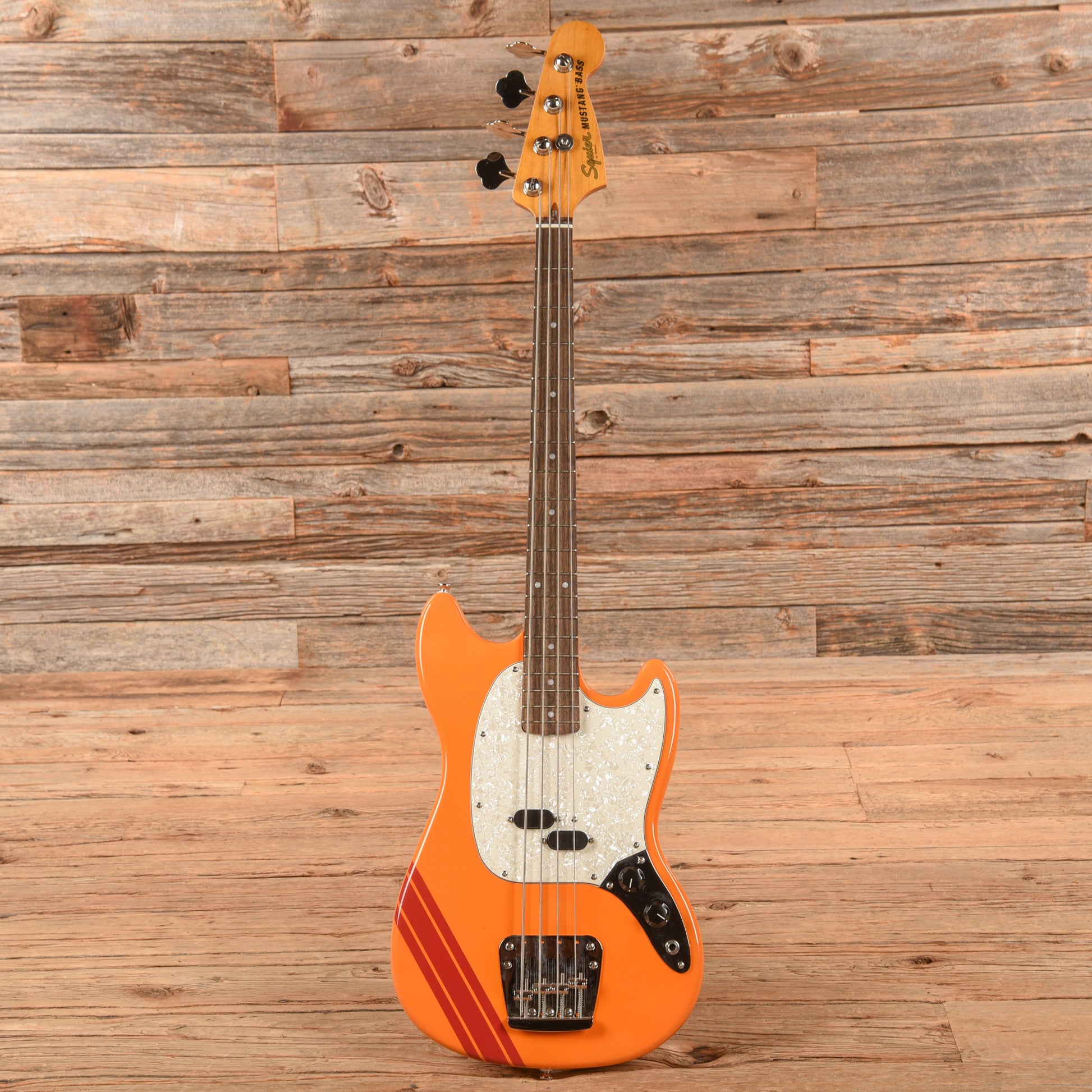 Squier Classic Vibe '60s Competition Mustang Bass Capri Orange w/Dakota Red Stripe Bass Guitars / 4-String
