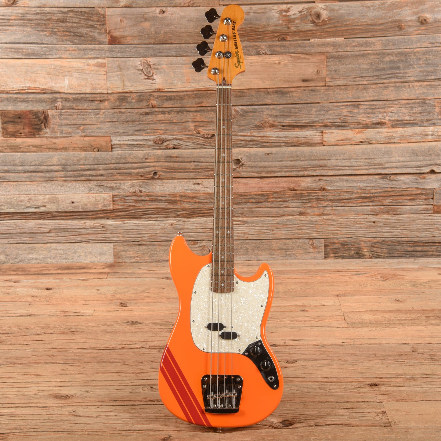 Squier Classic Vibe '60s Competition Mustang Bass Capri Orange w/Dakota Red Stripe Bass Guitars / 4-String