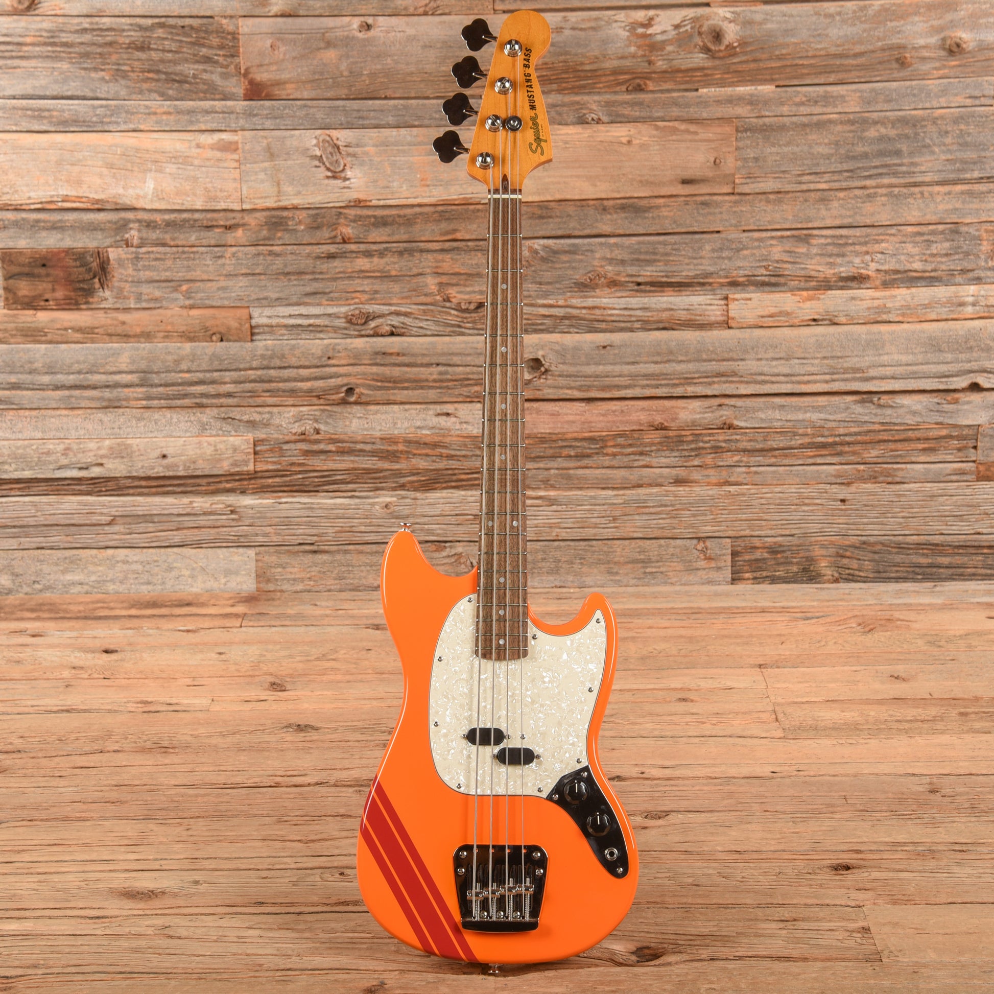 Squier Classic Vibe '60s Competition Mustang Bass Capri Orange w/Dakota Red Stripe Bass Guitars / 4-String