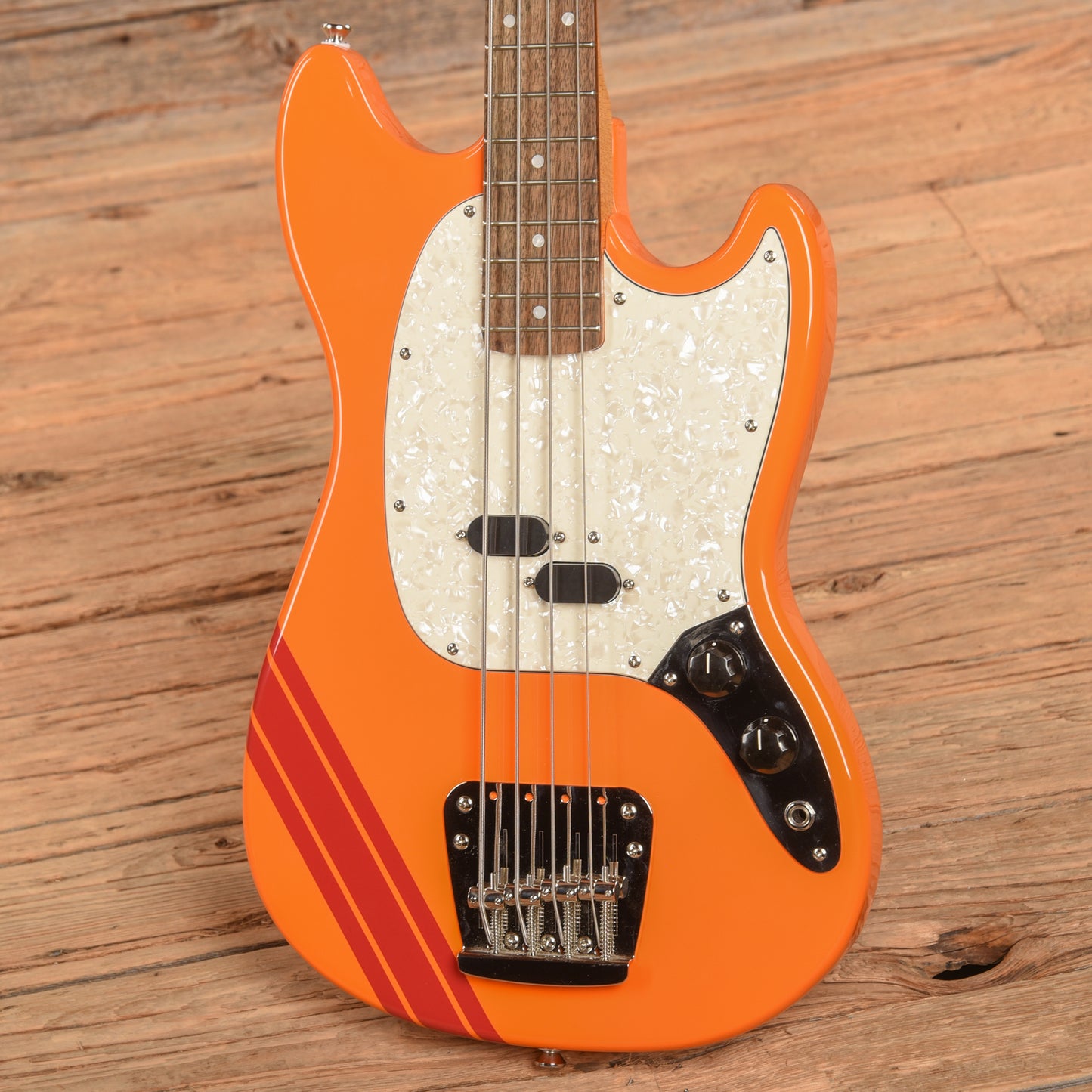 Squier Classic Vibe '60s Competition Mustang Bass Capri Orange w/Dakota Red Stripe Bass Guitars / 4-String