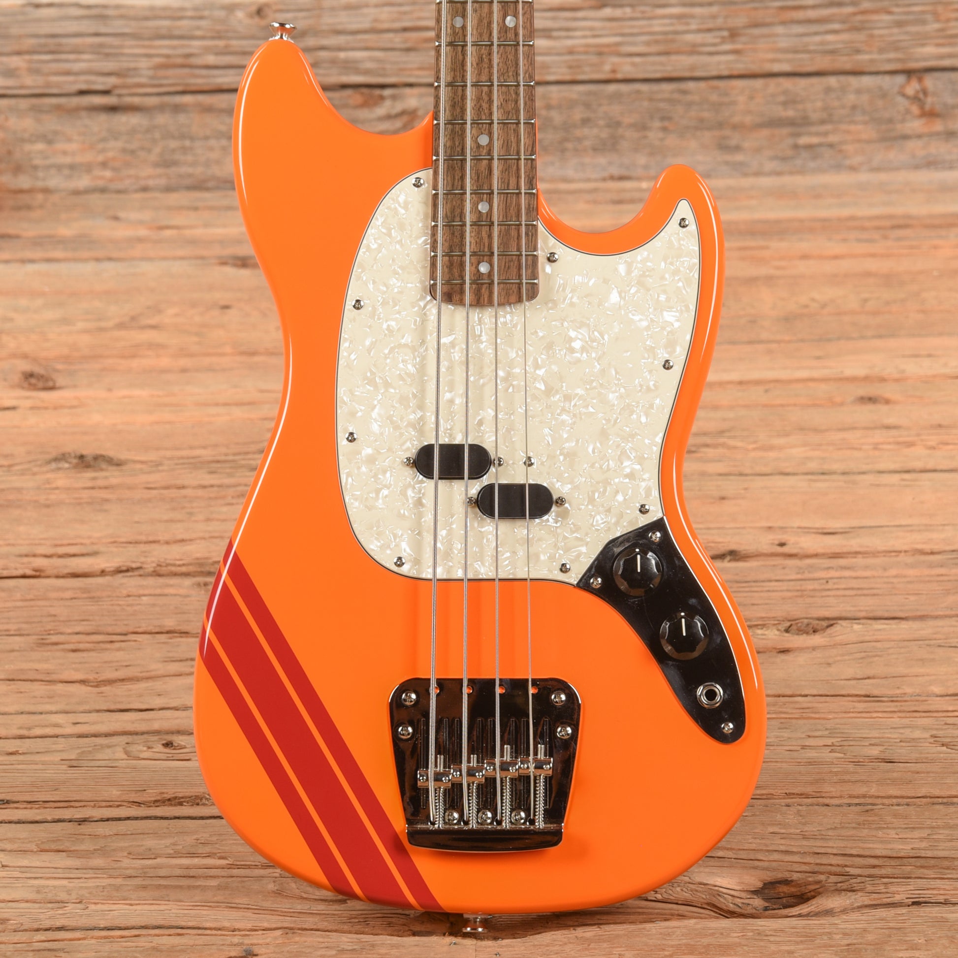 Squier Classic Vibe '60s Competition Mustang Bass Capri Orange w/Dakota Red Stripe Bass Guitars / 4-String