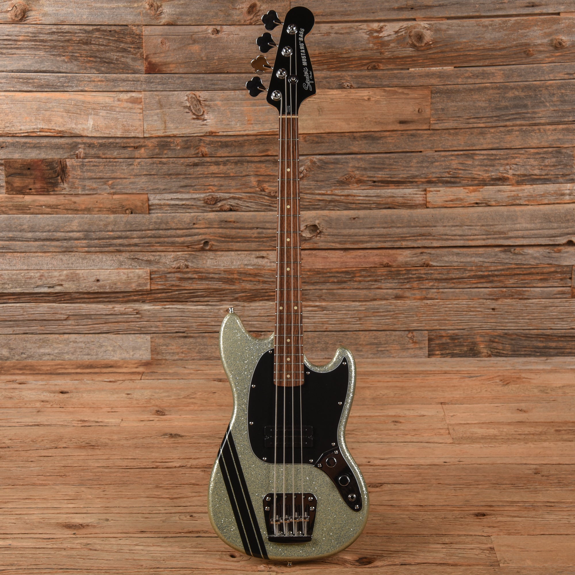 Squier Mikey Way Signature Mustang Bass Silver Sparkle 2015 Bass Guitars / 4-String
