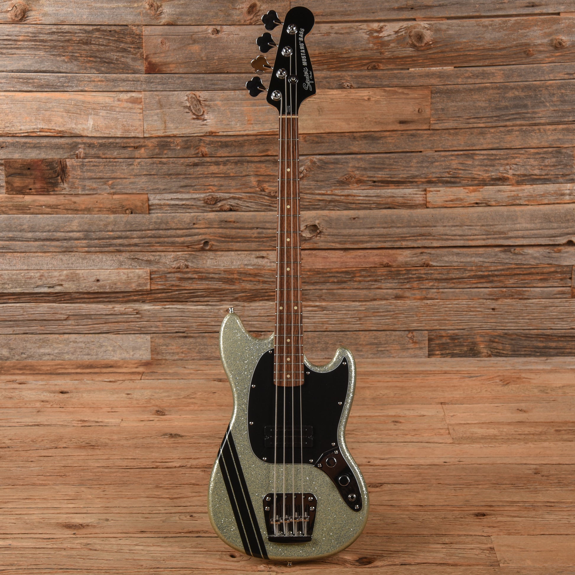 Squier Mikey Way Signature Mustang Bass Silver Sparkle 2015 Bass Guitars / 4-String