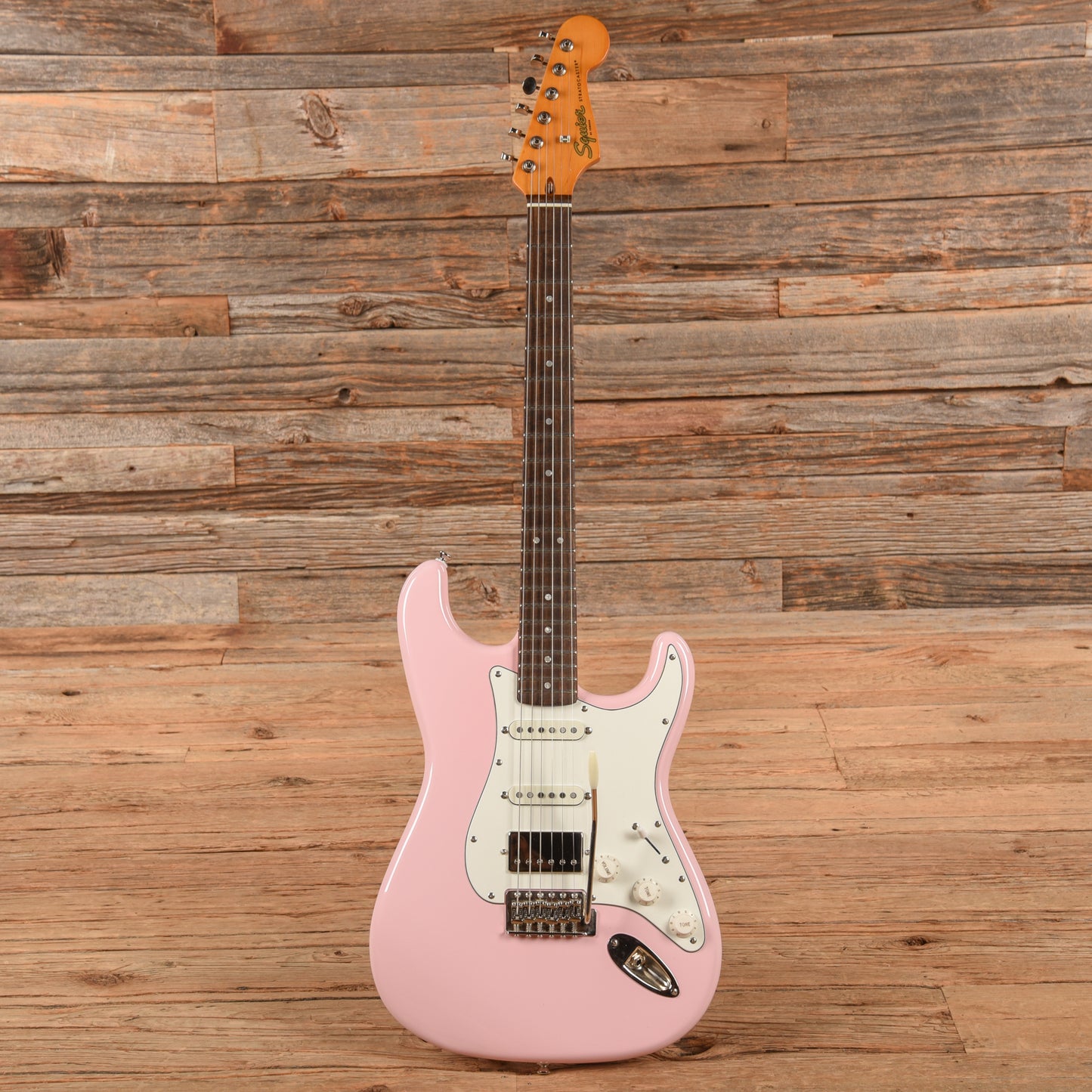 Squier Classic Vibe '60s Stratocaster HSS Shell Pink 3-Ply Parchment Electric Guitars / Solid Body