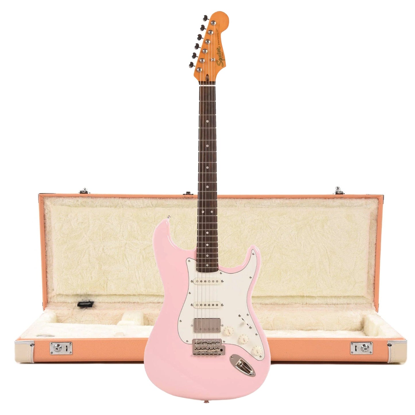 Squier Classic Vibe 60s Stratocaster HSS Shell Pink and Pacific Peach Hardshell Case Bundle Electric Guitars / Solid Body