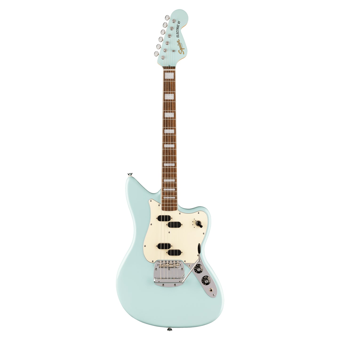 Squier Paranormal Electric VI Daphne Blue w/Painted Headcap Electric Guitars