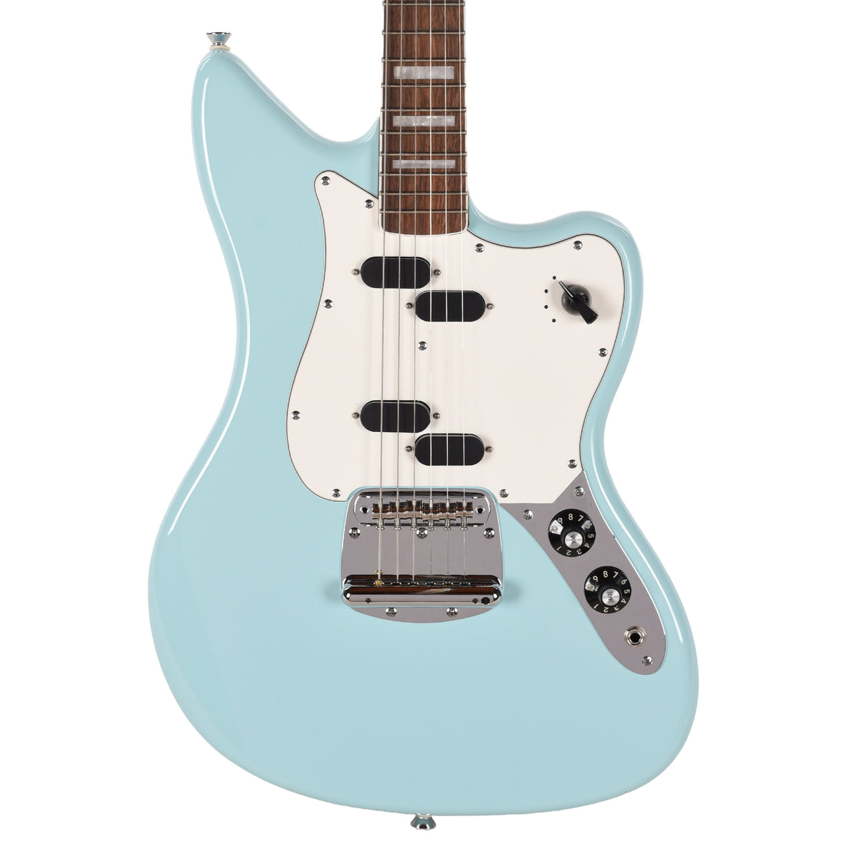 Squier Paranormal Electric VI Daphne Blue w/Painted Headcap Electric Guitars