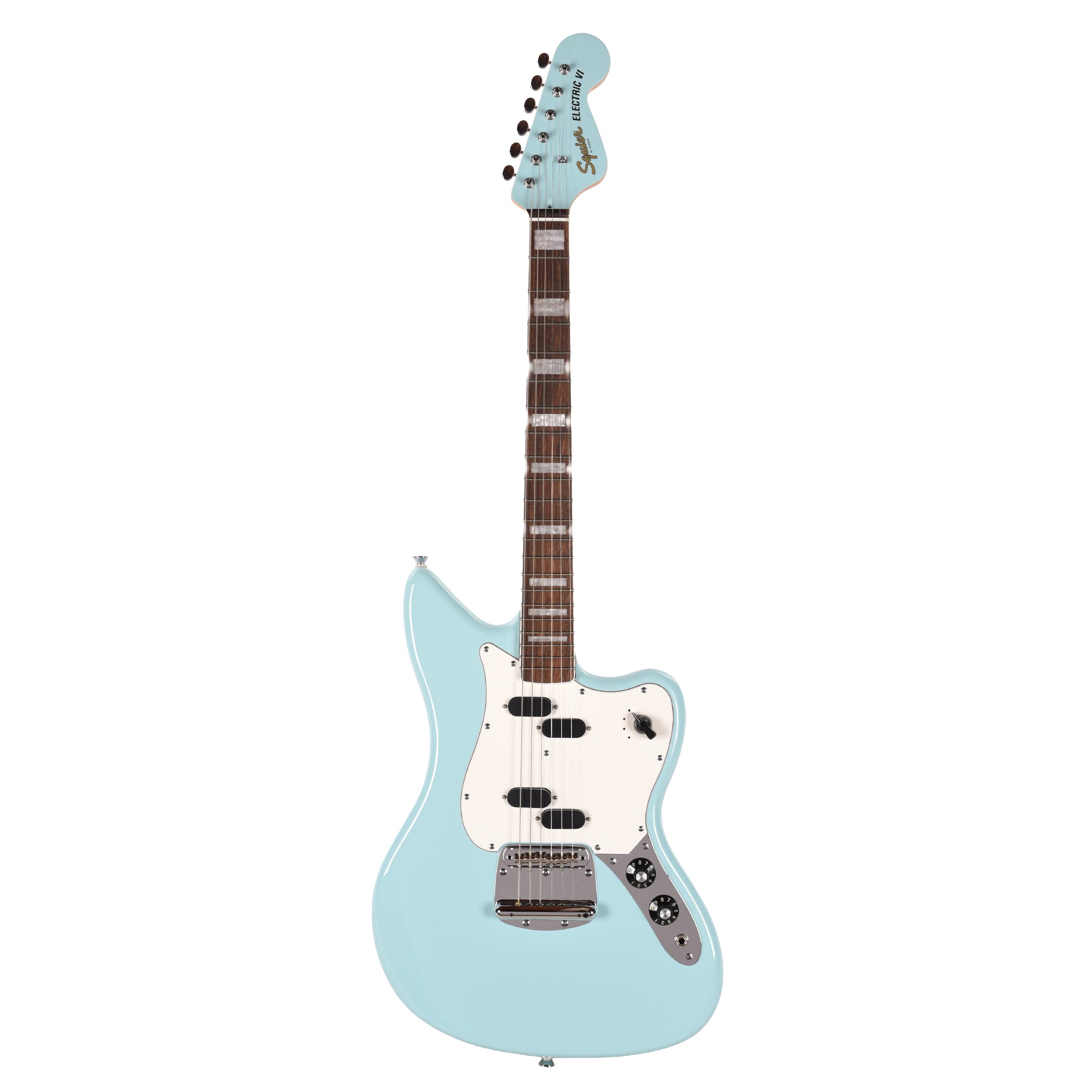 Squier Paranormal Electric VI Daphne Blue w/Painted Headcap