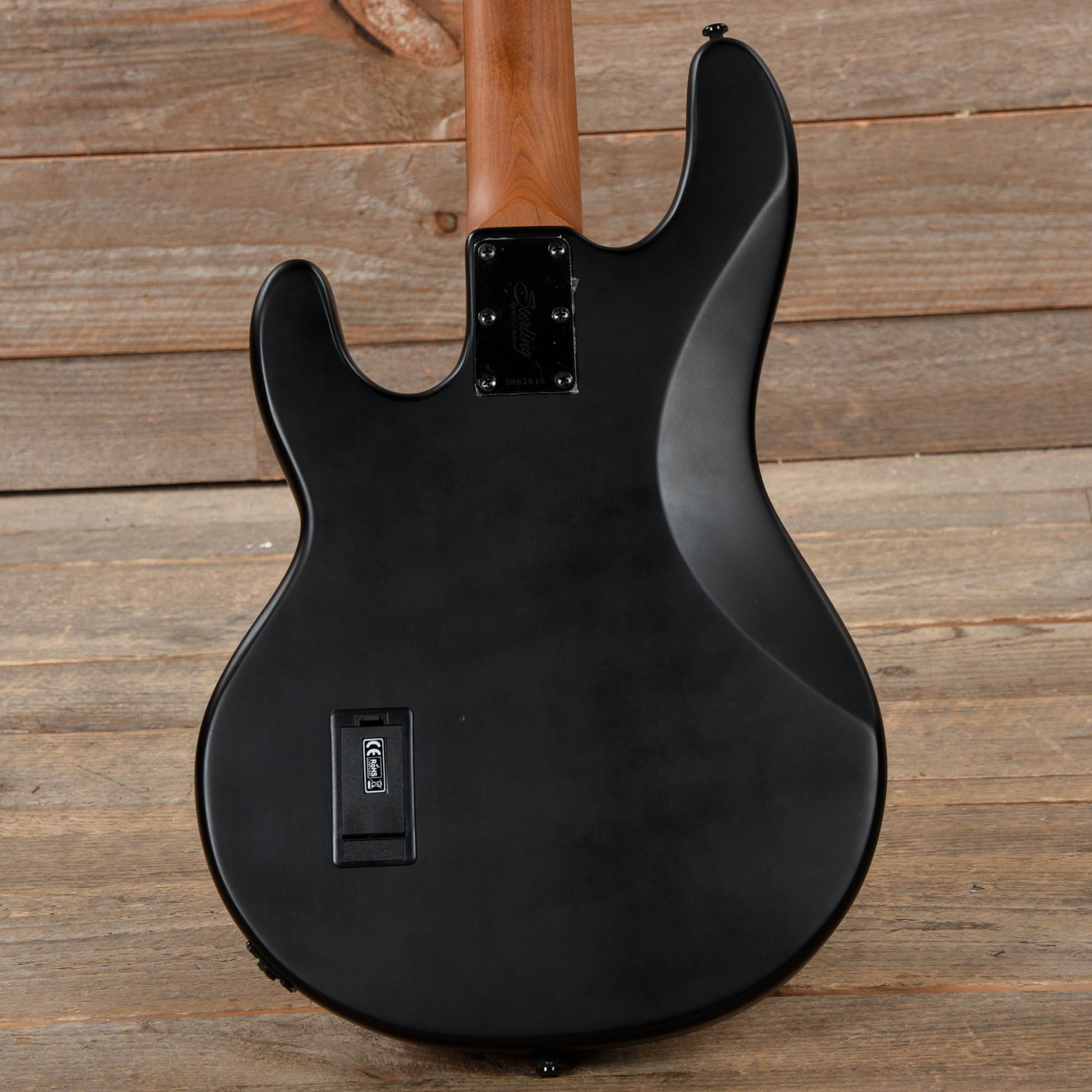 Sterling by Music Man StingRay RAY34 Poplar Burl Dark Scarlet Burst Satin Bass Guitars / 4-String
