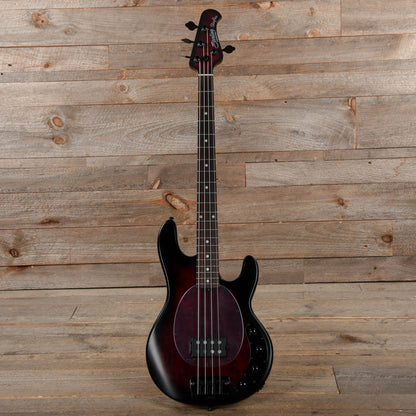 Sterling by Music Man StingRay RAY34 Poplar Burl Dark Scarlet Burst Satin Bass Guitars / 4-String