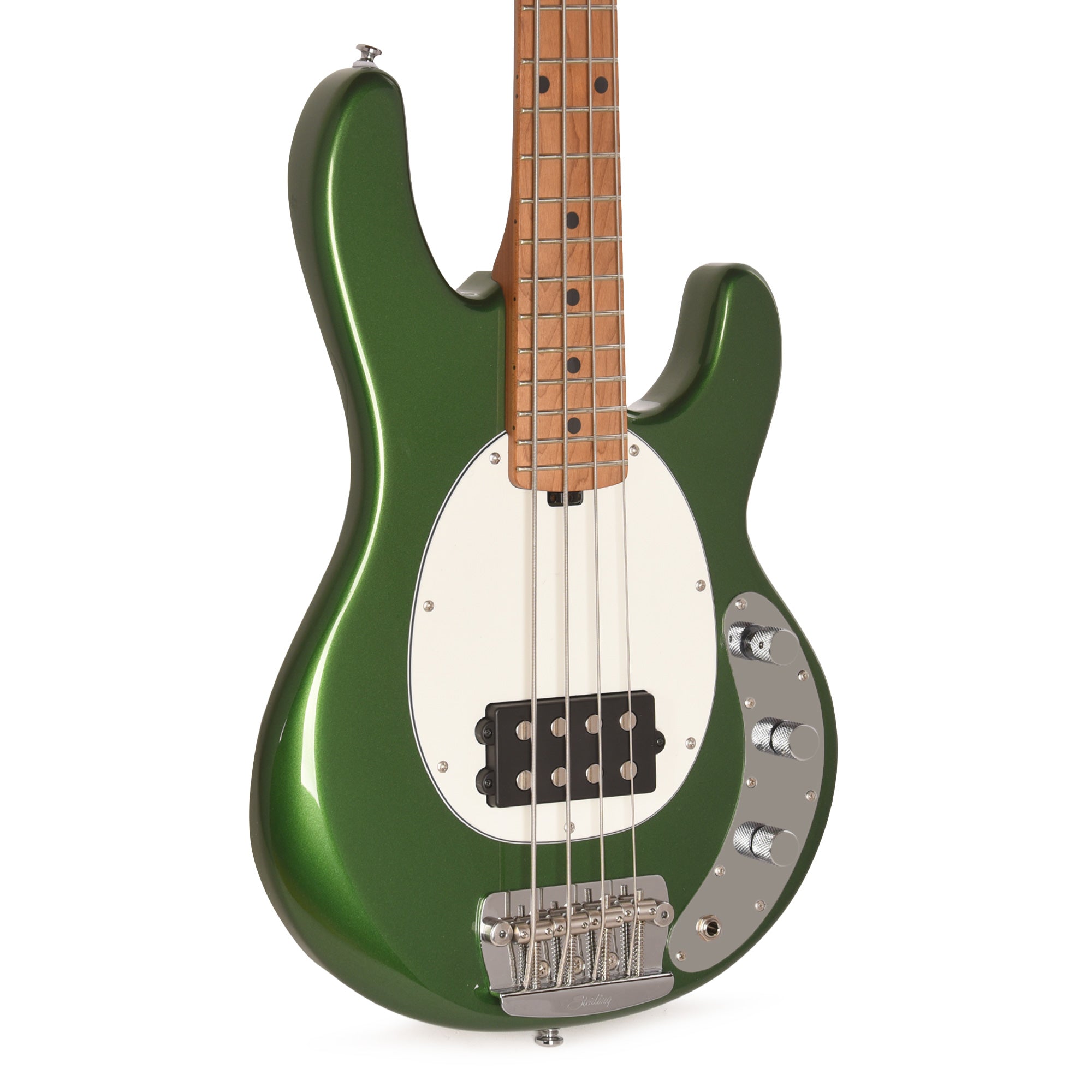 Sterling by Music Man StingRay Short Scale Bass Charging Green Bass Guitars