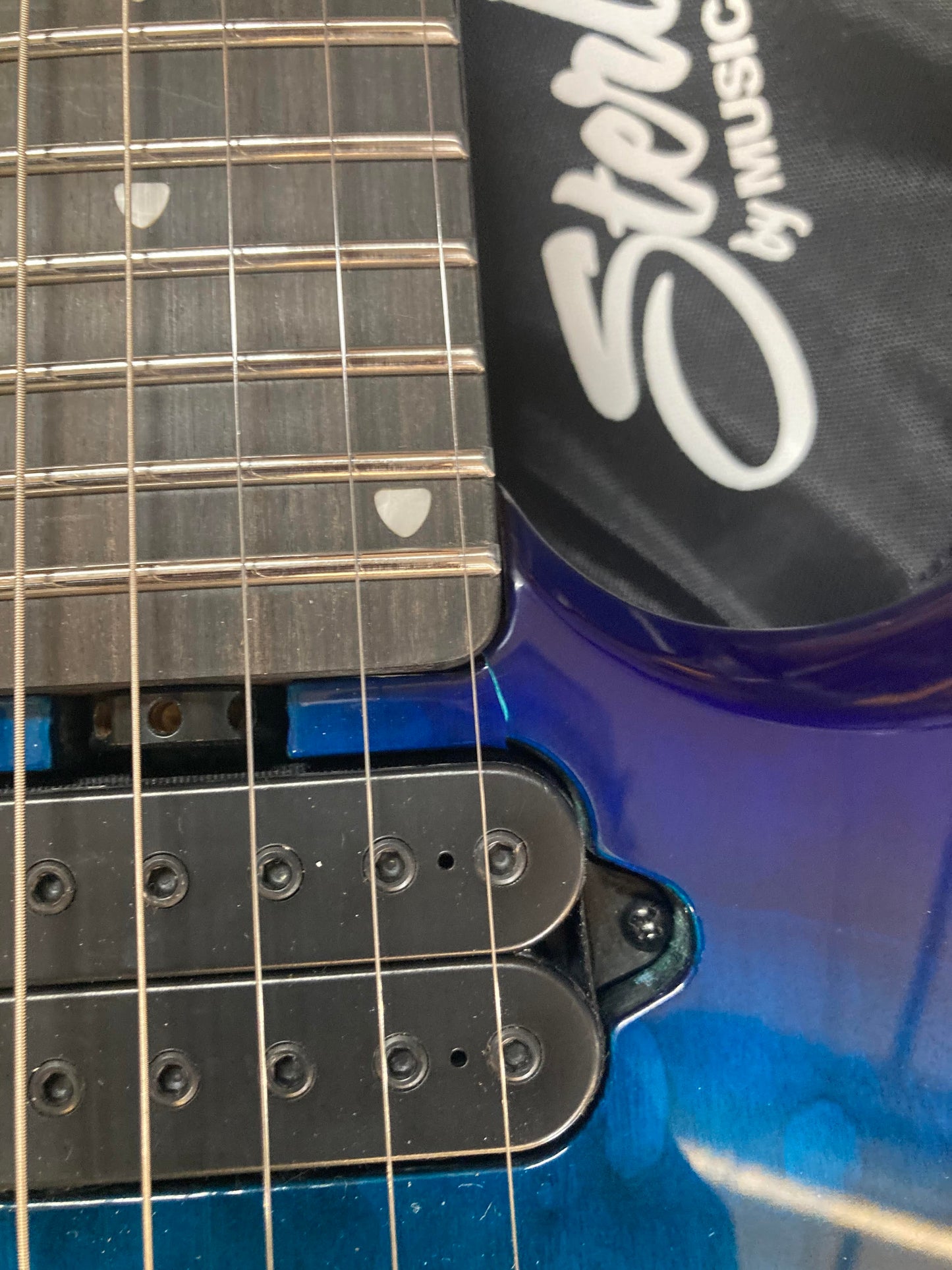 Sterling by Music Man JP157D John Petrucci 7-String Quilted Maple Cerulean Paradise Electric Guitars / Solid Body