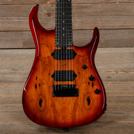 Sterling by Music Man JP157D John Petrucci 7-String Spalted Maple Blood Orange Burst Electric Guitars / Solid Body