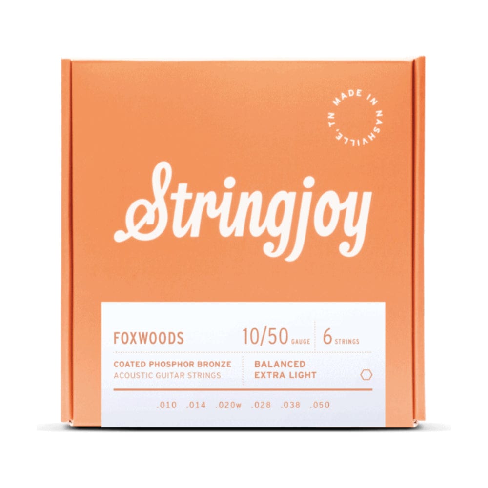 Stringjoy Foxwoods Acoustic Coated Phosphor Bronze Extra Light Gauge 10-50 Accessories / Strings / Guitar Strings