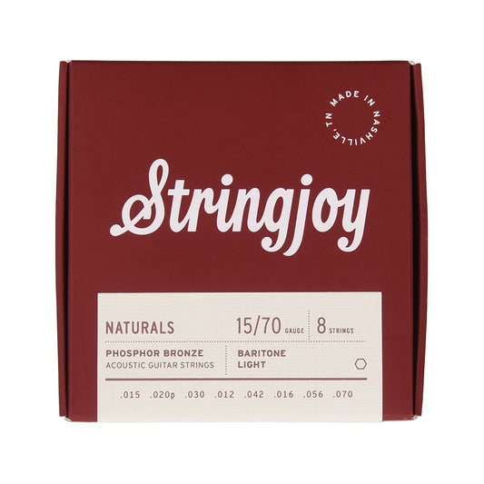 Stringjoy Naturals Baritone Gauge 15-70 8-String Phosphor Bronze Acoustic Guitar Strings Accessories / Strings / Guitar Strings