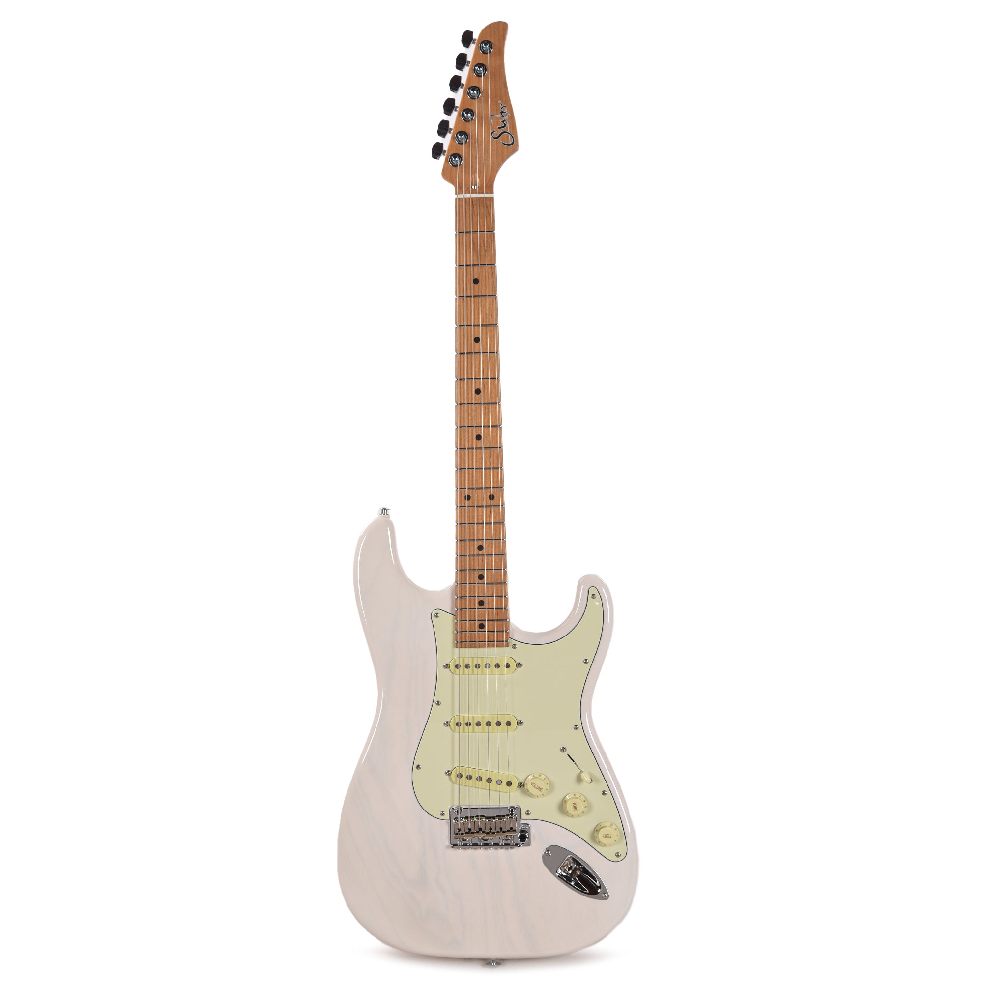 Suhr Custom Classic S Swamp Ash SSS Trans White w/Roasted Maple Neck Electric Guitars / Solid Body