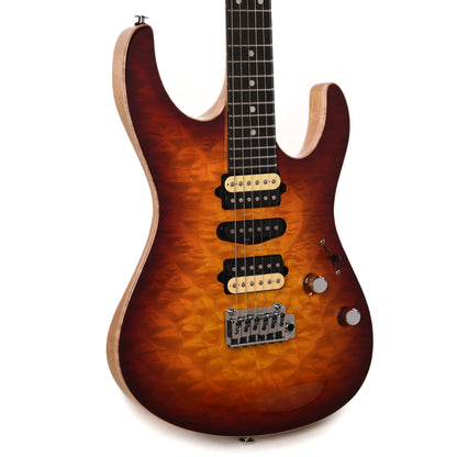 Suhr Custom Modern Carve Top Set Neck Aged Cherry Burst Electric Guitars / Solid Body