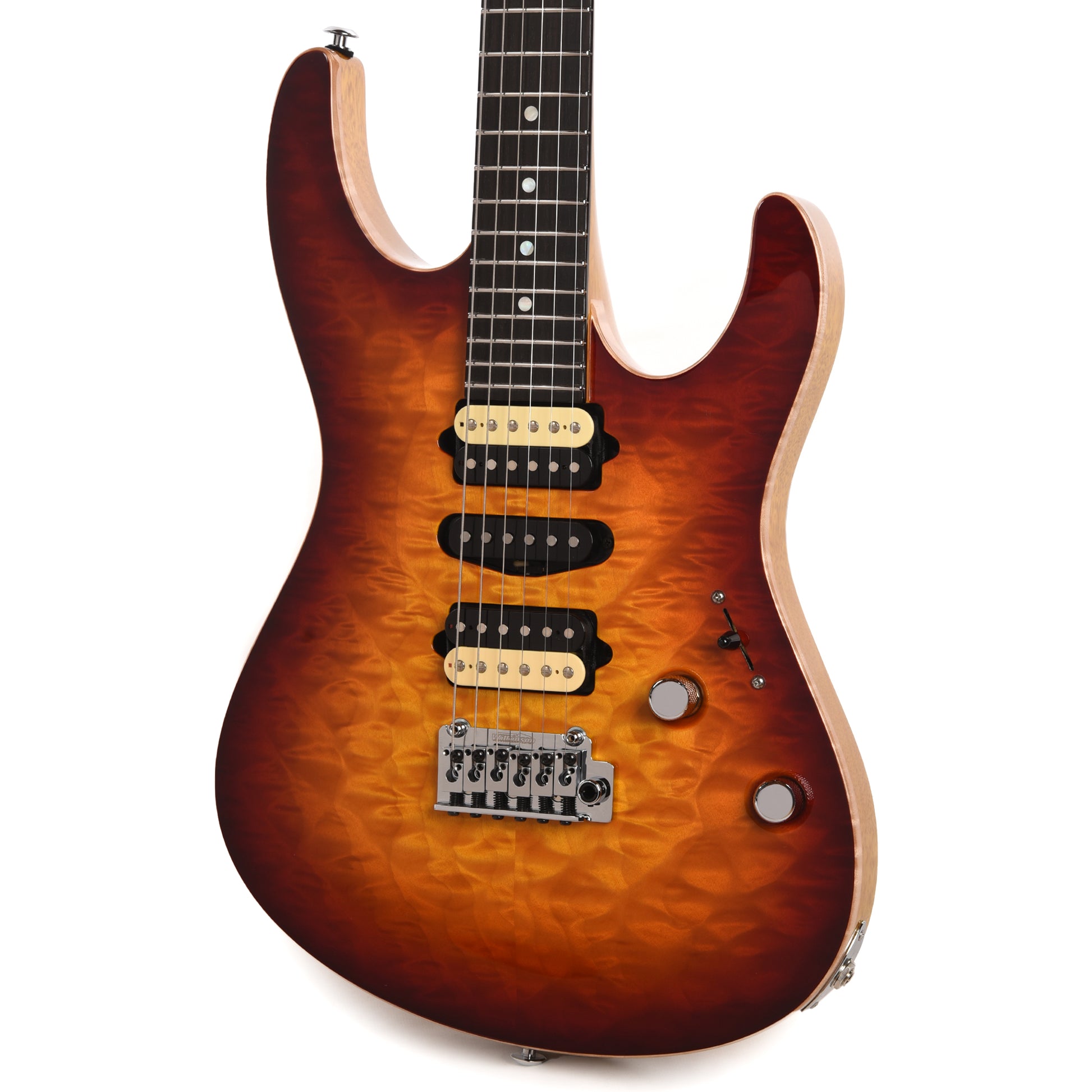 Suhr Custom Modern Carve Top Set Neck Aged Cherry Burst Electric Guitars / Solid Body