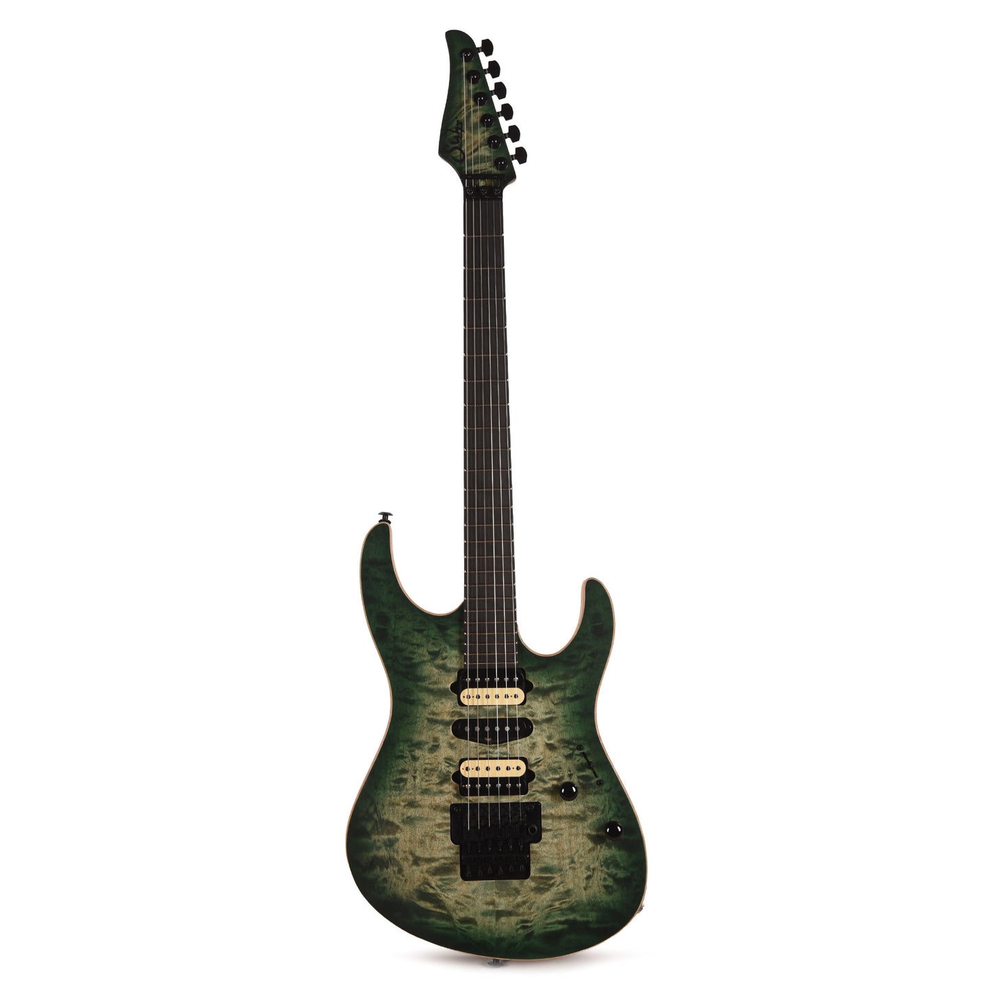 Suhr Custom Modern Faded Trans Green Burst w/CME-Selected Quilt Maple Top Electric Guitars / Solid Body