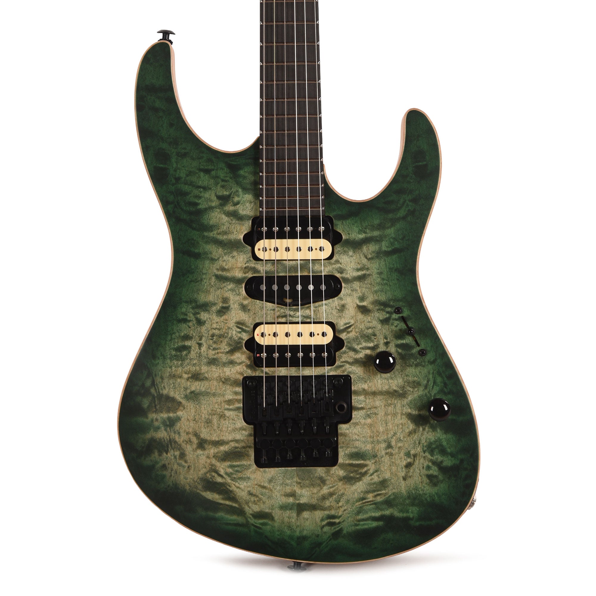 Suhr Custom Modern Faded Trans Green Burst w/CME-Selected Quilt Maple Top Electric Guitars / Solid Body