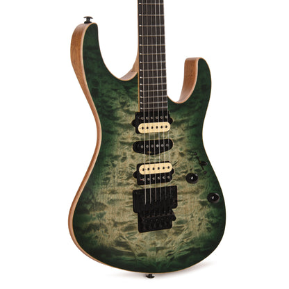 Suhr Custom Modern Faded Trans Green Burst w/CME-Selected Quilt Maple Top Electric Guitars / Solid Body