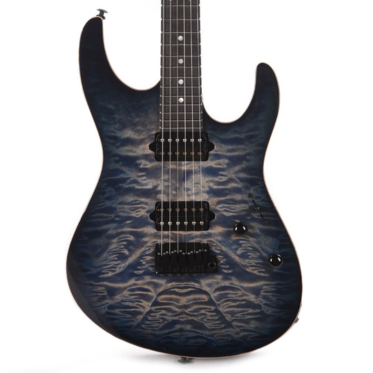 Suhr Custom Modern HH Angel Quilt Maple/Mahogany Faded Transparent Whale Blue Burst Electric Guitars / Solid Body