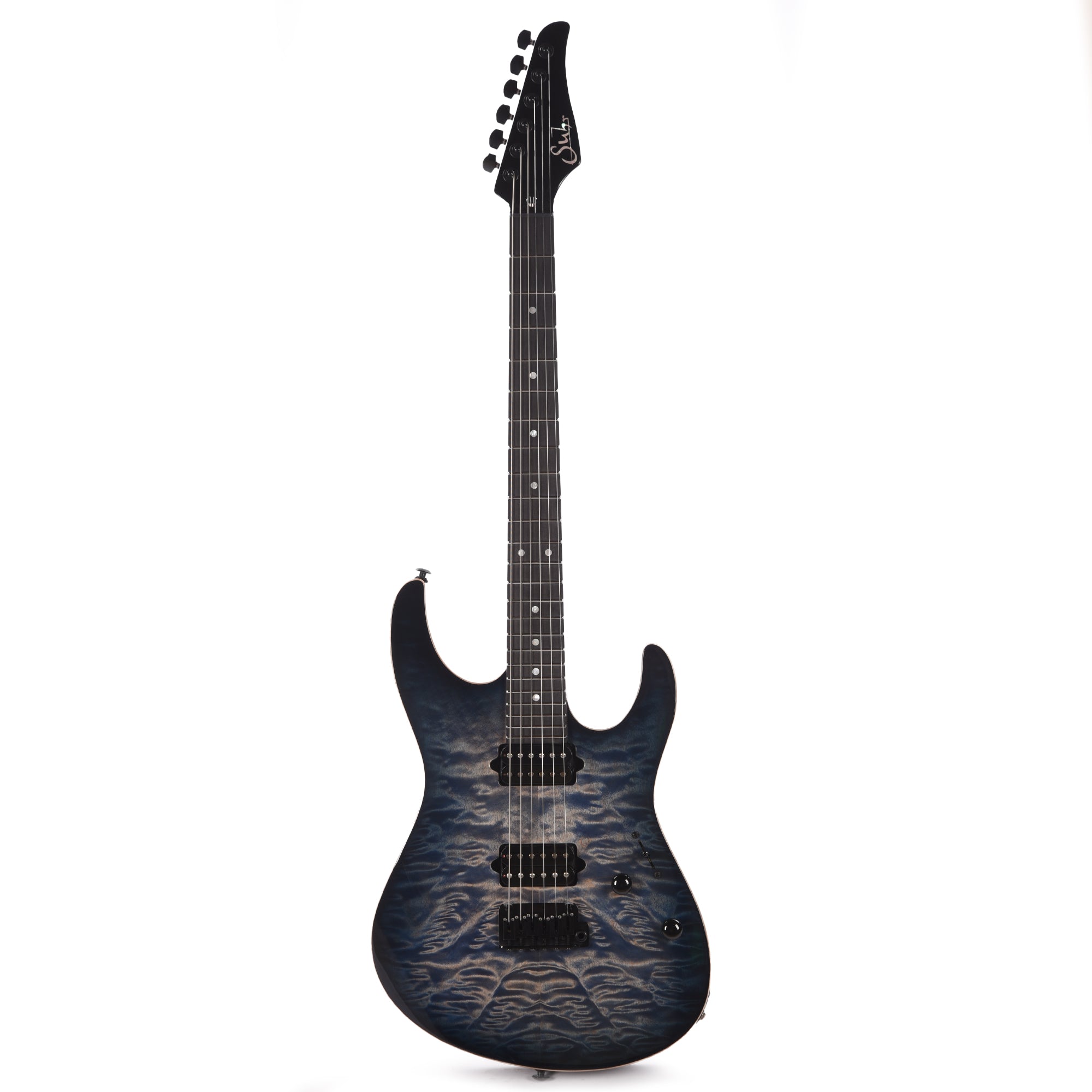 Suhr Custom Modern HH Angel Quilt Maple/Mahogany Faded Transparent Whale Blue Burst Electric Guitars / Solid Body