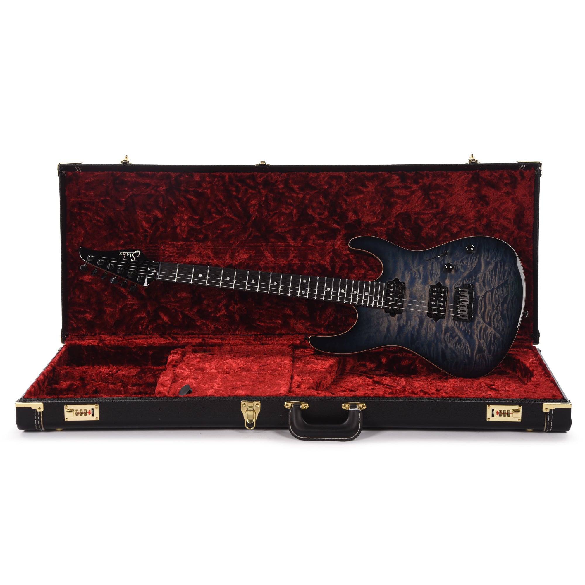 Suhr Custom Modern HH Angel Quilt Maple/Mahogany Faded Transparent Whale Blue Burst Electric Guitars / Solid Body