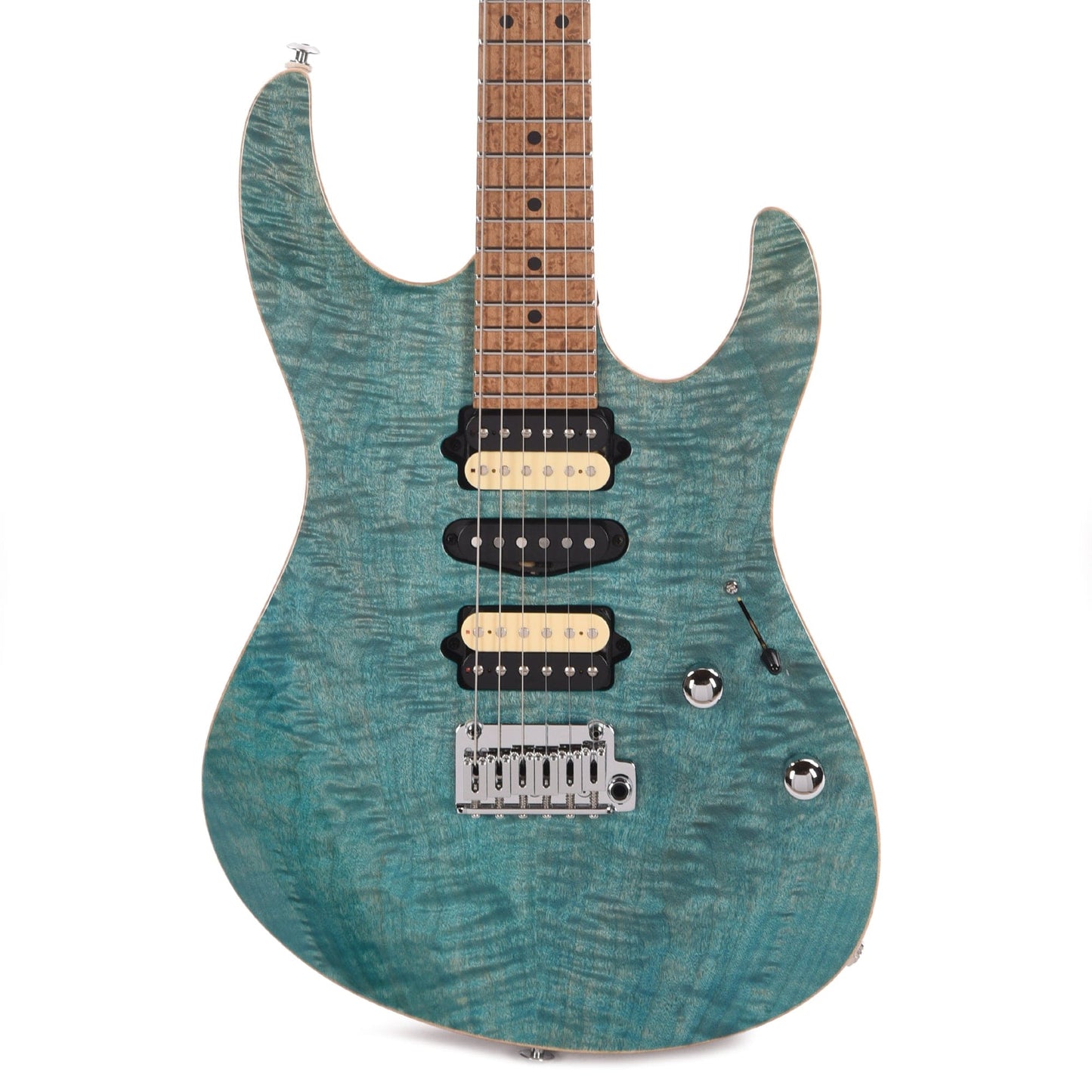 Suhr Custom Modern HSH Angel Quilt Maple/Swamp Ash Bahama Blue w/5A Birdseye Maple Neck Electric Guitars / Solid Body