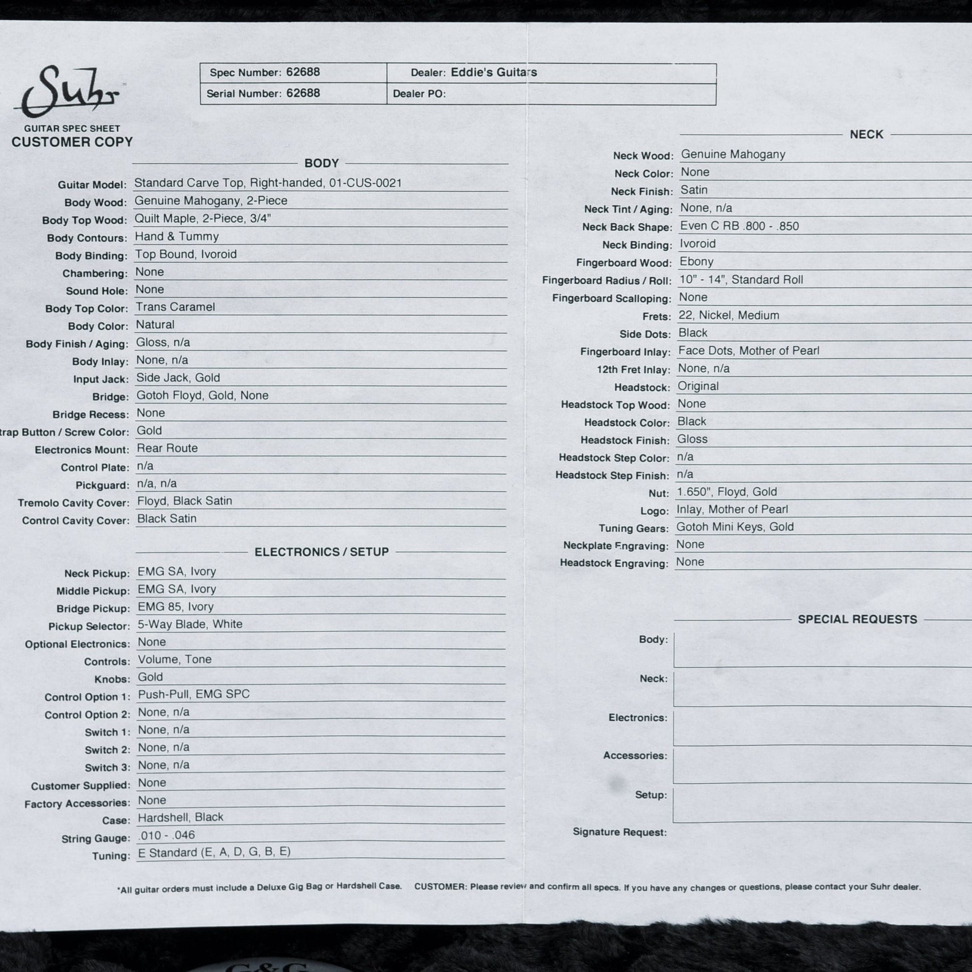 Suhr Custom Shop Standard Carve Top Trans Caramel 2022 Electric Guitars / Solid Body