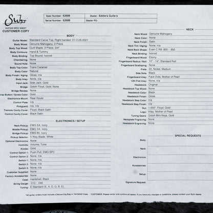 Suhr Custom Shop Standard Carve Top Trans Caramel 2022 Electric Guitars / Solid Body