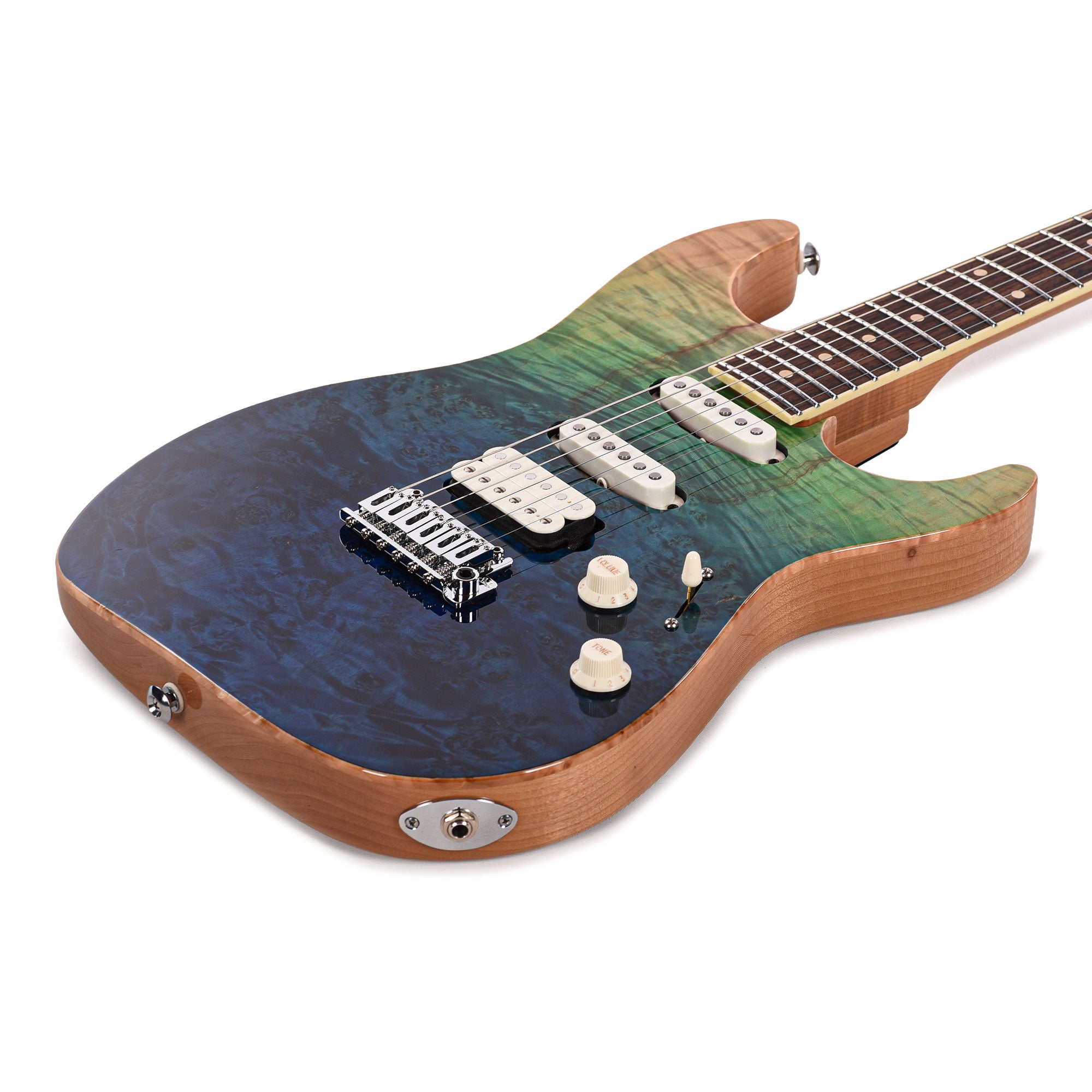 Suhr Custom Standard Aqua Blue Gradient w/CME-Selected Burl Maple Top Electric Guitars / Solid Body