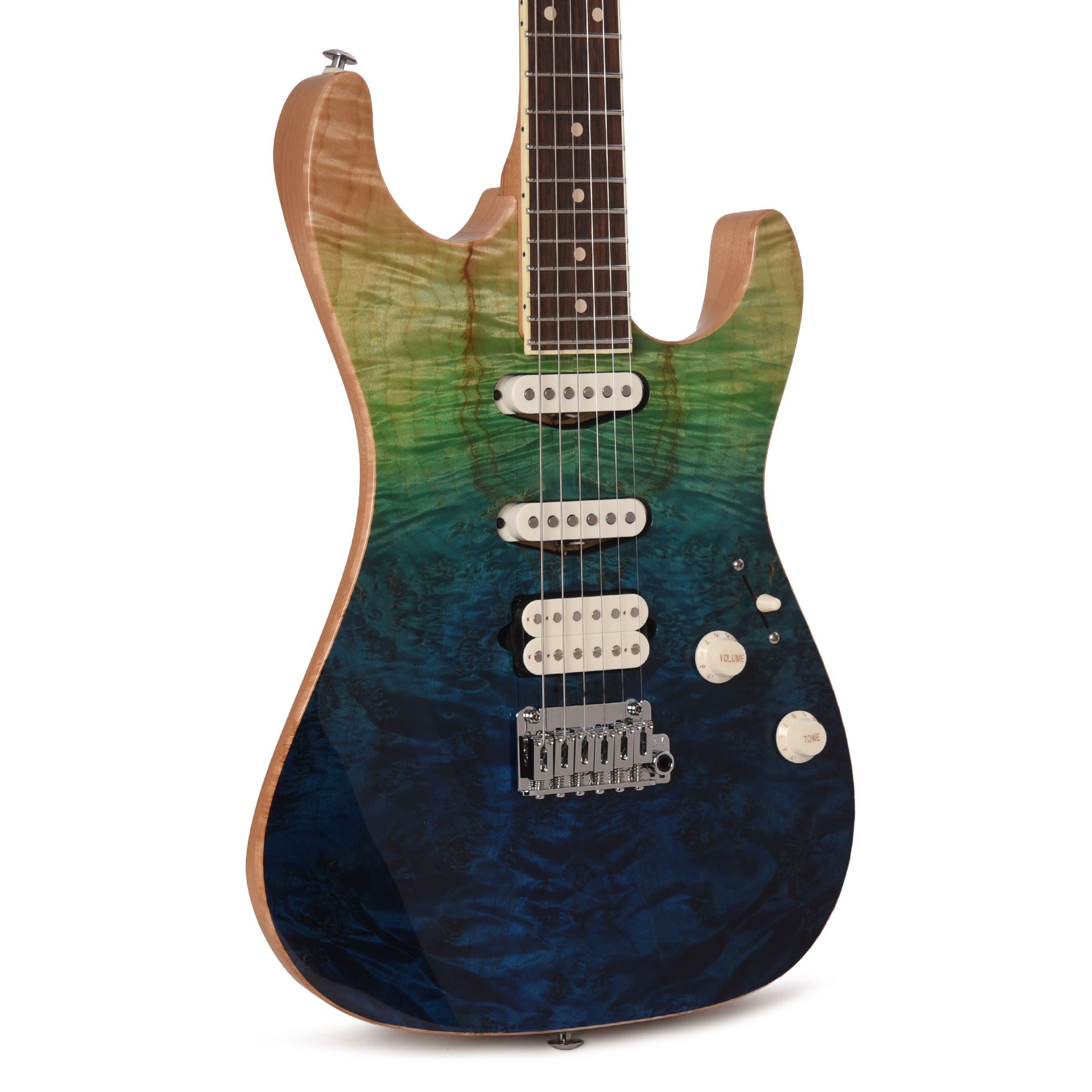 Suhr Custom Standard Aqua Blue Gradient w/CME-Selected Burl Maple Top Electric Guitars / Solid Body