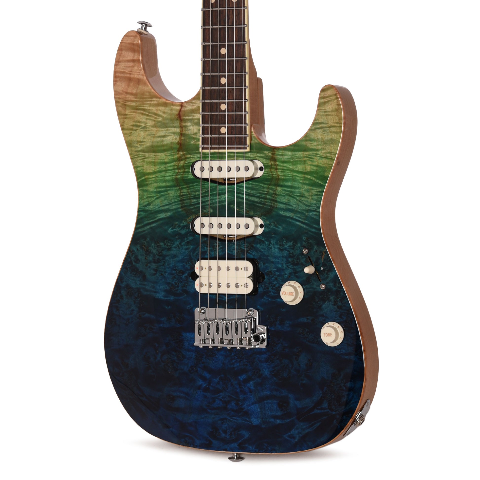 Suhr Custom Standard Aqua Blue Gradient w/CME-Selected Burl Maple Top Electric Guitars / Solid Body