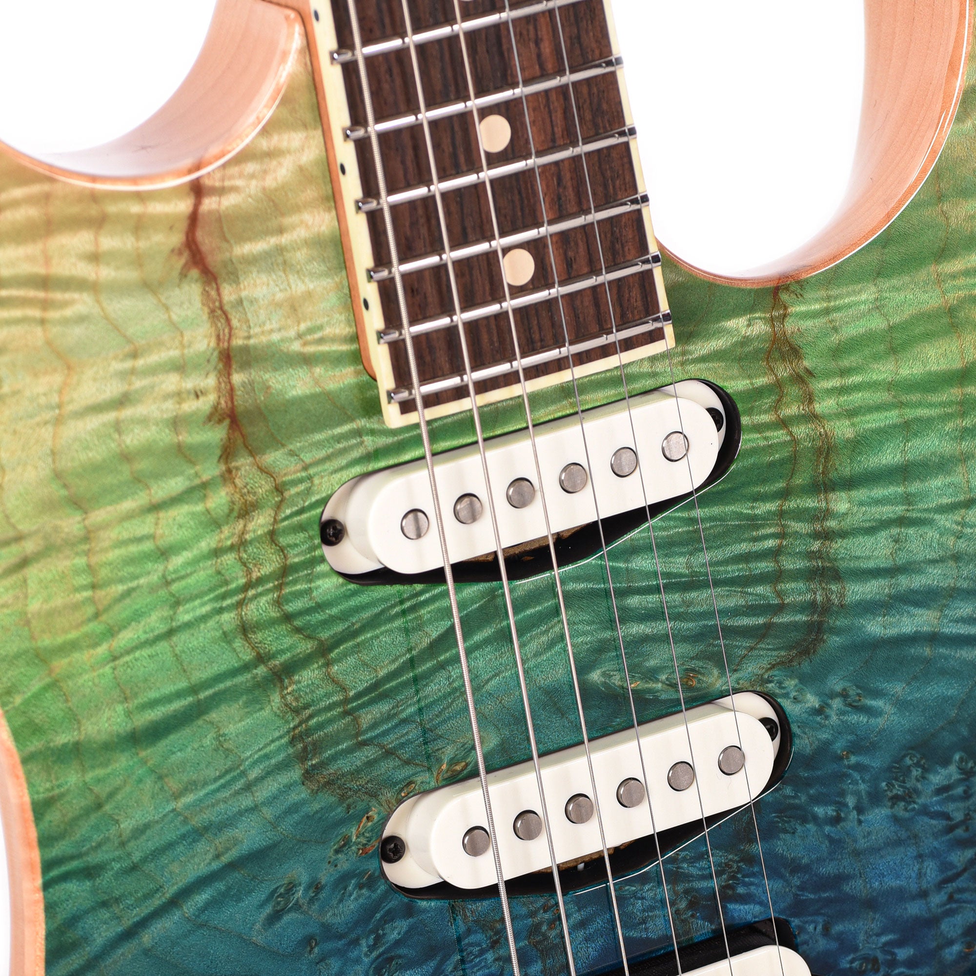 Suhr Custom Standard Aqua Blue Gradient w/CME-Selected Burl Maple Top Electric Guitars / Solid Body