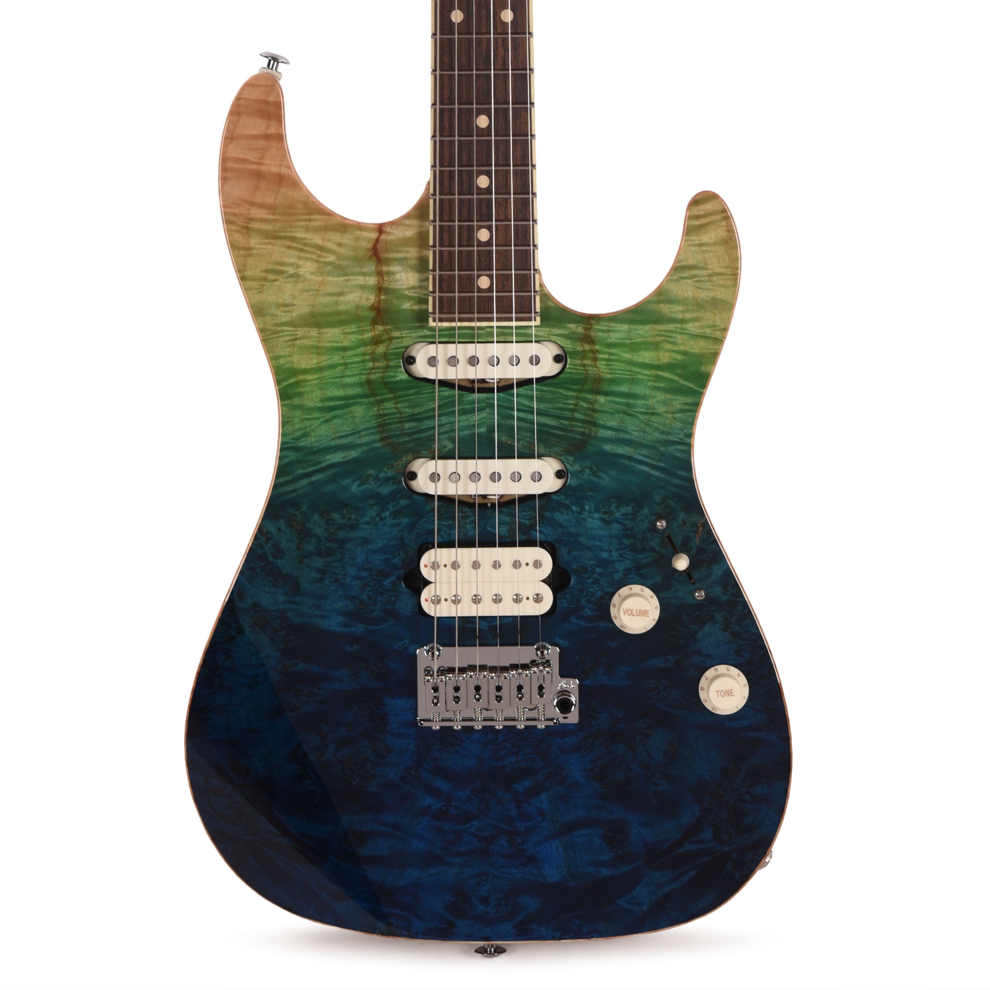 Suhr Custom Standard Aqua Blue Gradient w/CME-Selected Burl Maple Top Electric Guitars / Solid Body