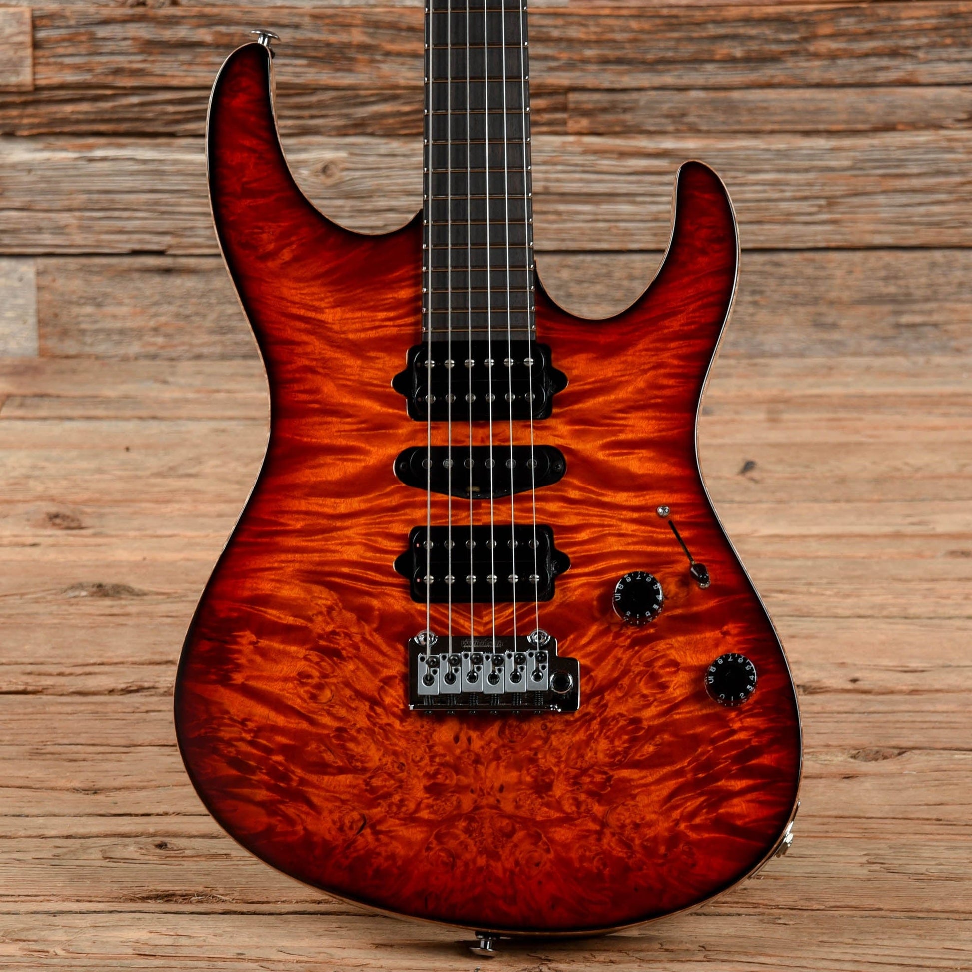 Suhr Modern Black Limba w/Waterfall Burl Maple Top Inferno Burst Electric Guitars / Solid Body