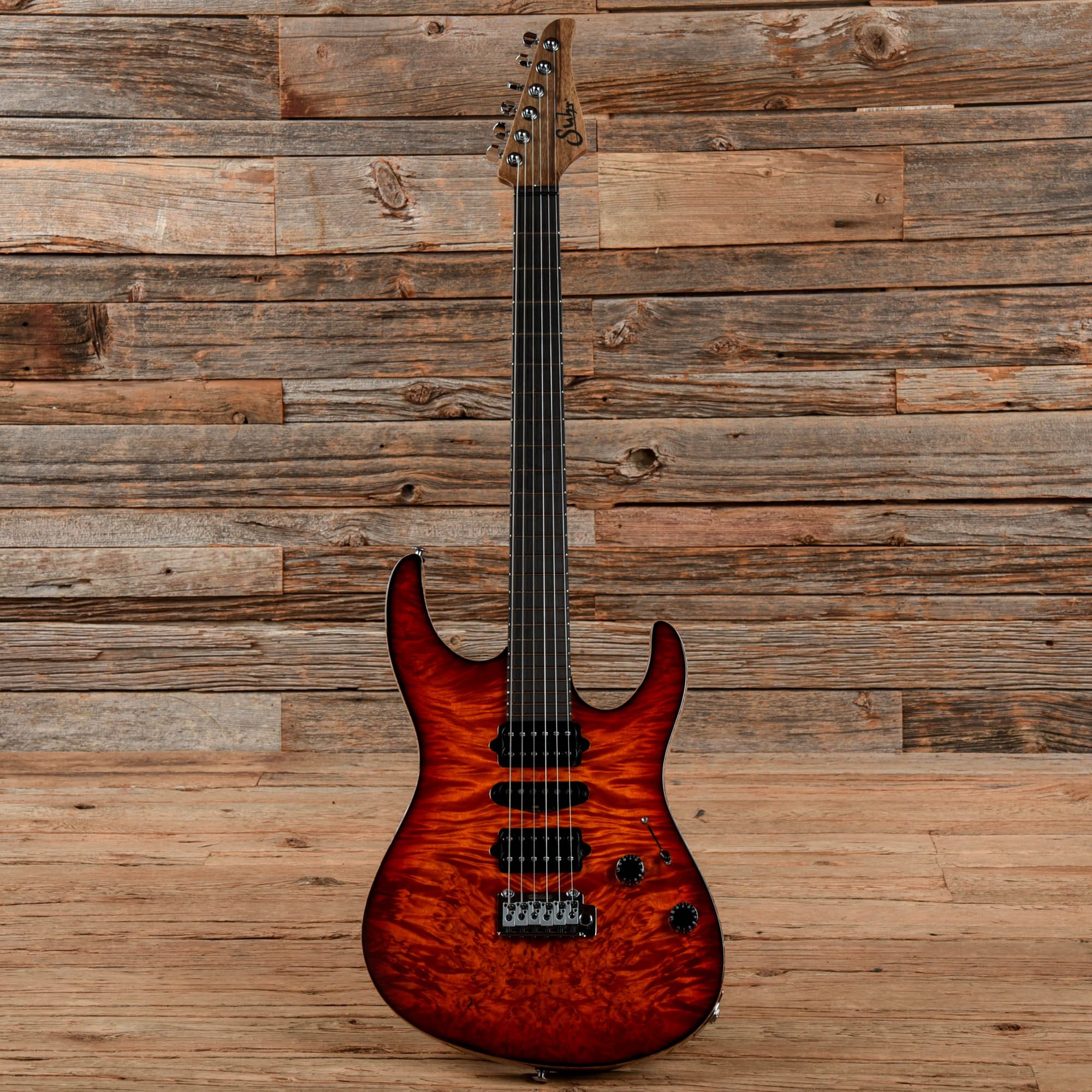 Suhr Modern Black Limba w/Waterfall Burl Maple Top Inferno Burst Electric Guitars / Solid Body