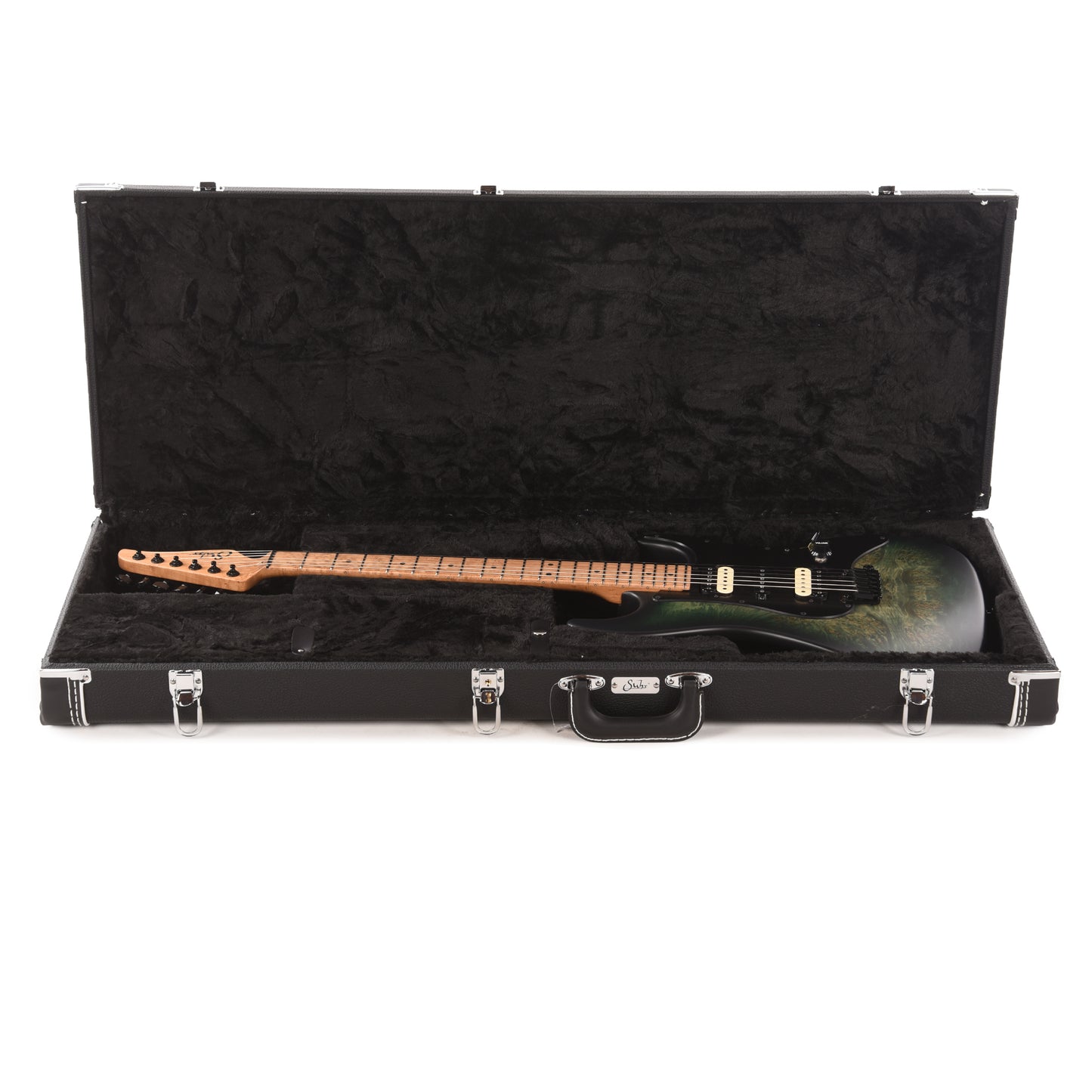 Suhr Custom Standard Faded Trans Green Burst w/ CME-Selected Waterfall Burl Maple Top Electric Guitars