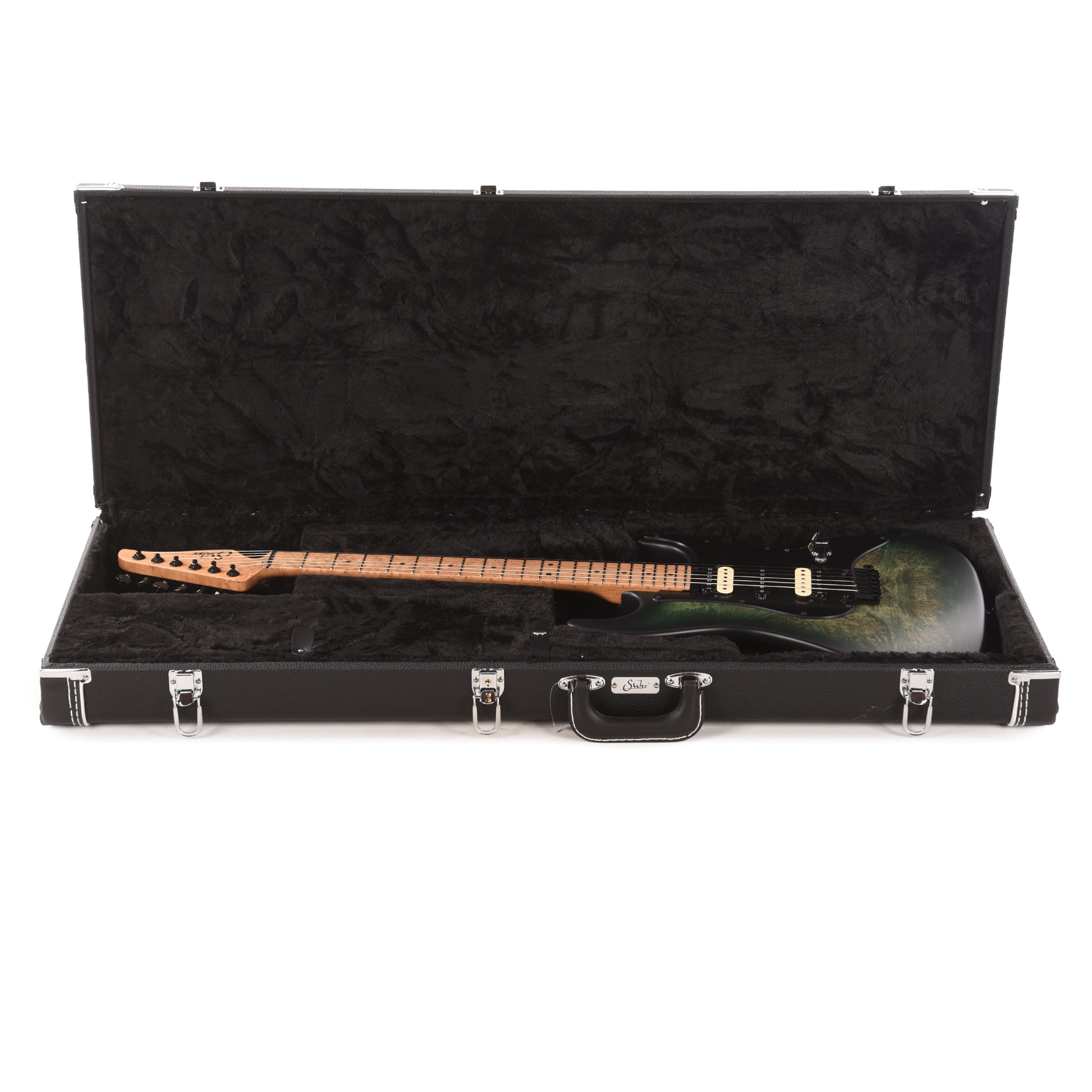 Suhr Custom Standard Faded Trans Green Burst w/ CME-Selected Waterfall Burl Maple Top Electric Guitars
