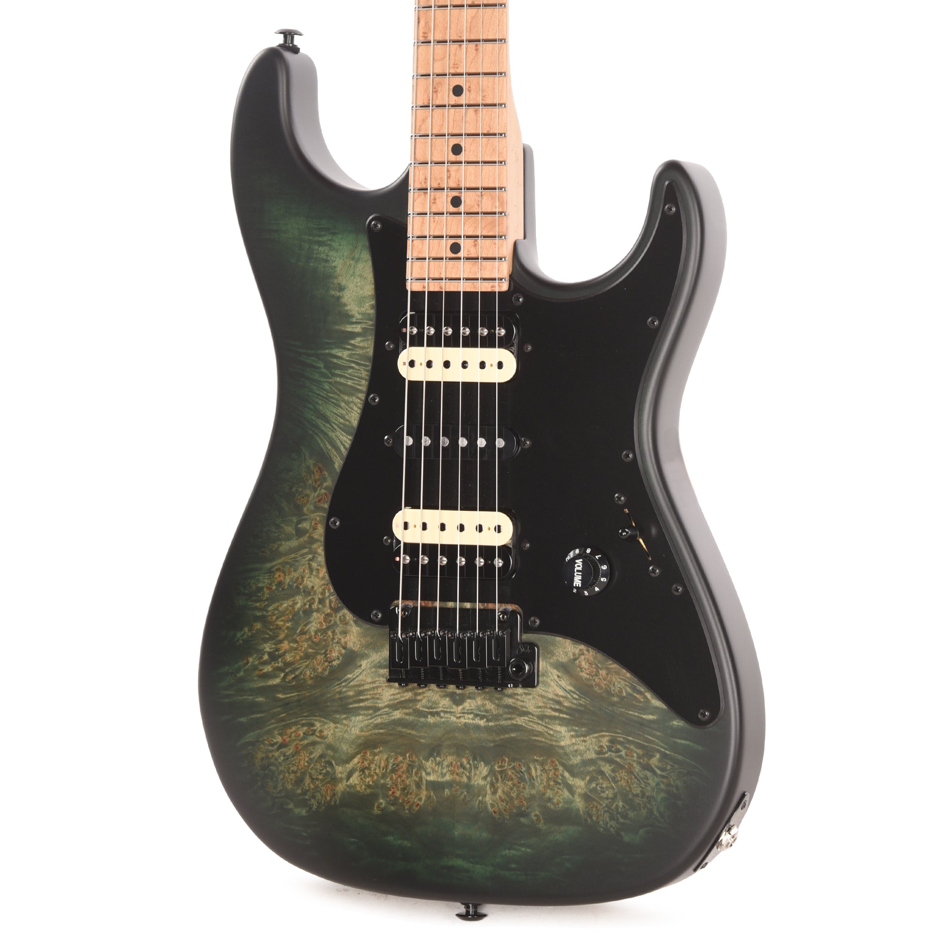 Suhr Custom Standard Faded Trans Green Burst w/ CME-Selected Waterfall Burl Maple Top Electric Guitars