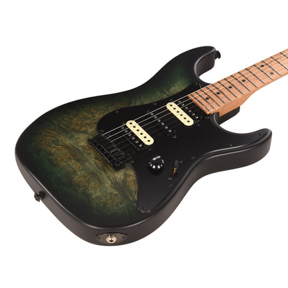 Suhr Custom Standard Faded Trans Green Burst w/ CME-Selected Waterfall Burl Maple Top Electric Guitars