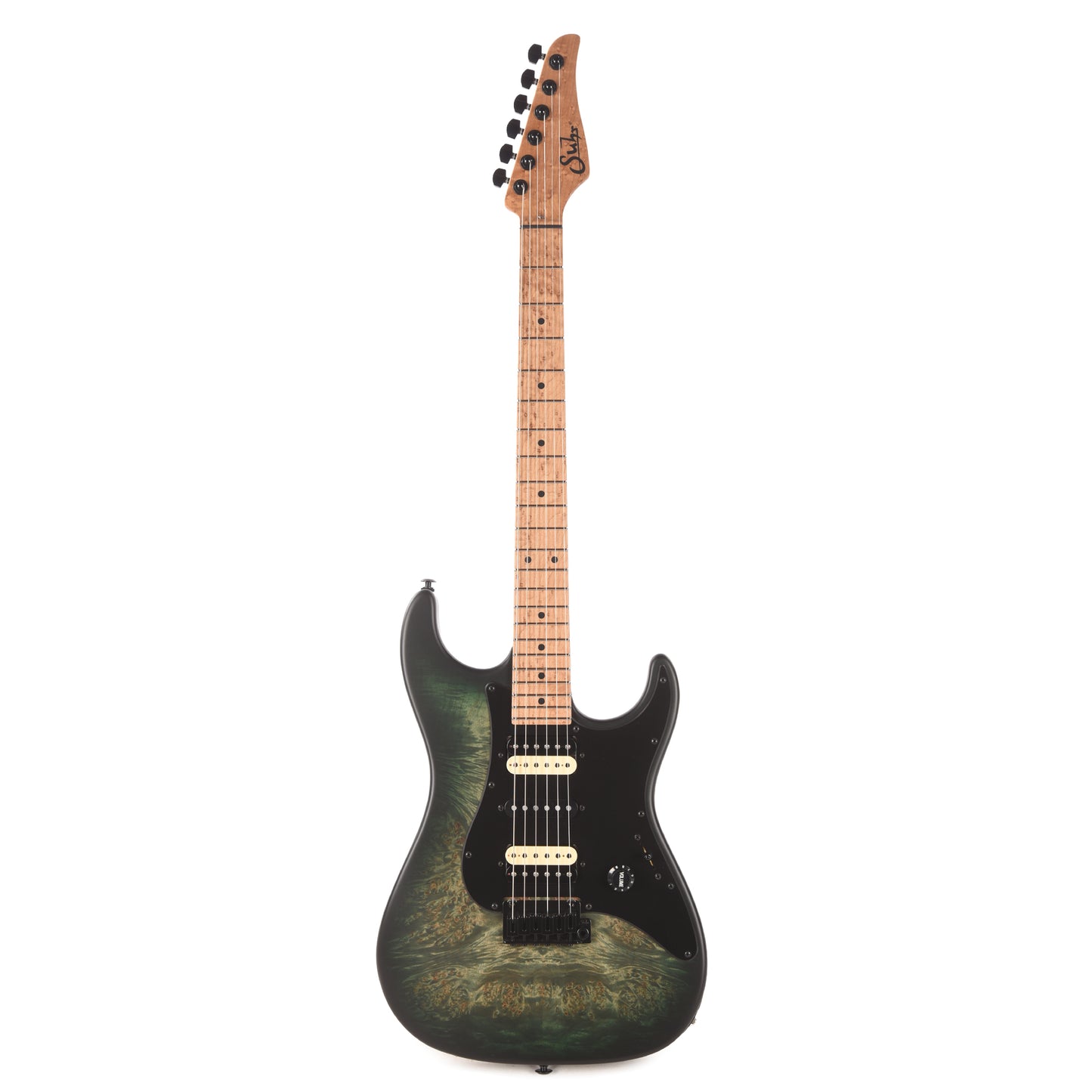 Suhr Custom Standard Faded Trans Green Burst w/ CME-Selected Waterfall Burl Maple Top Electric Guitars