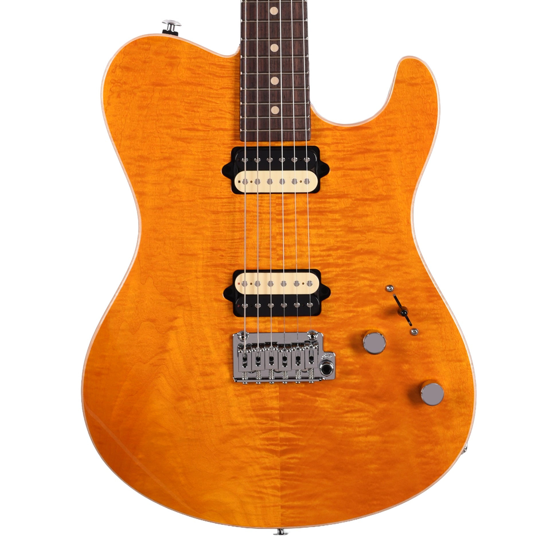 Suhr Oso Short Scale Alder w/Figured Curly Maple Top Trans Amber Electric Guitars