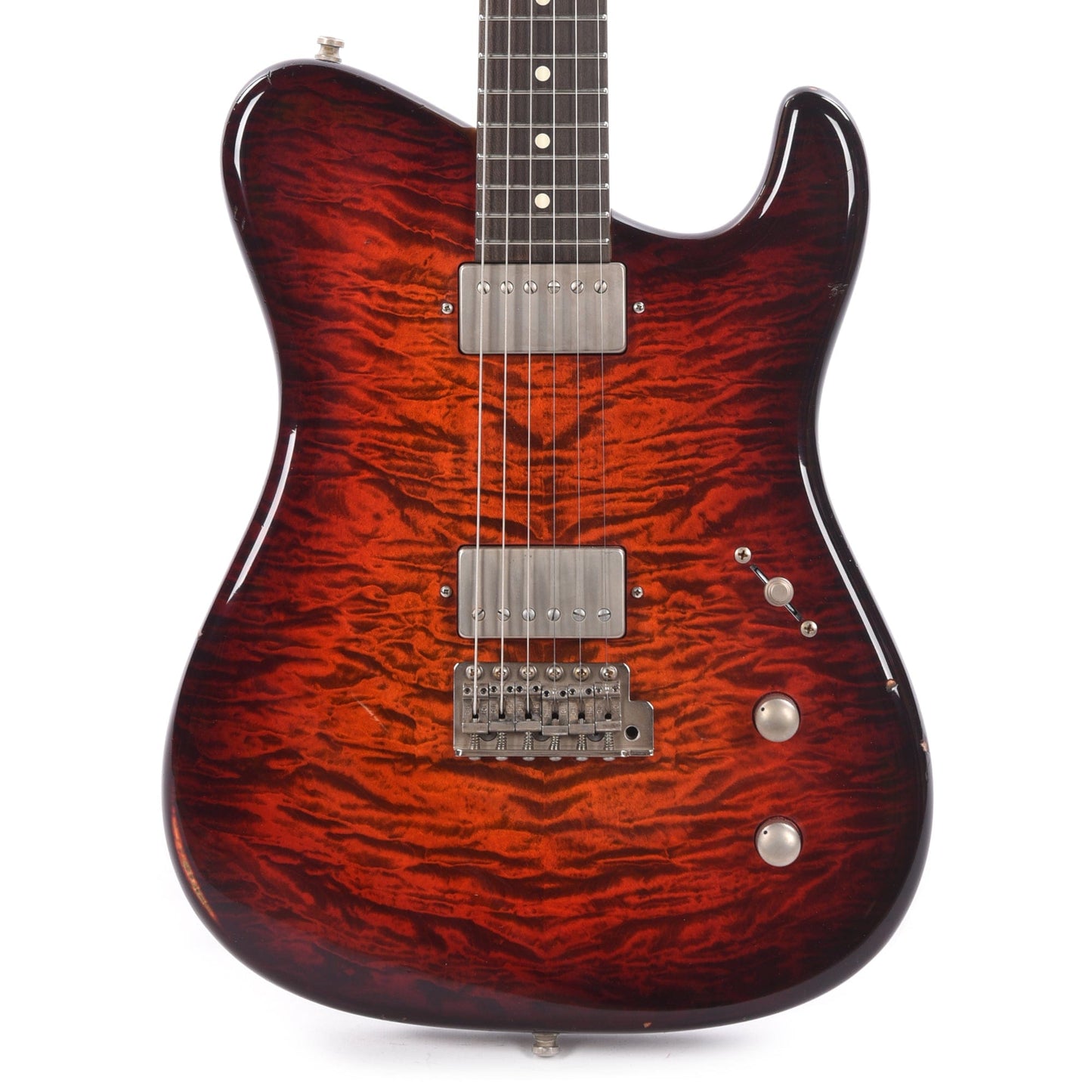 Tausch 665 RAW Deluxe Trem HH Figured Maple Aged Red Sunset Burst w/Flame Maple Neck Electric Guitars / Solid Body