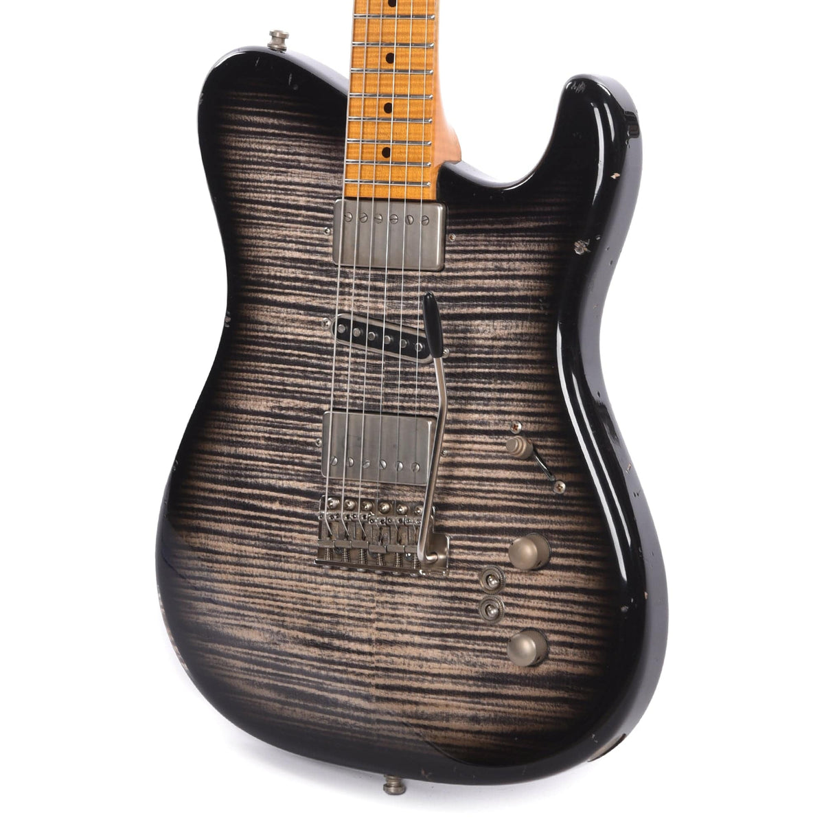 Tausch 665 RAW Deluxe Trem HSH Figured Maple Aged Cobra Burst w/Flame ...