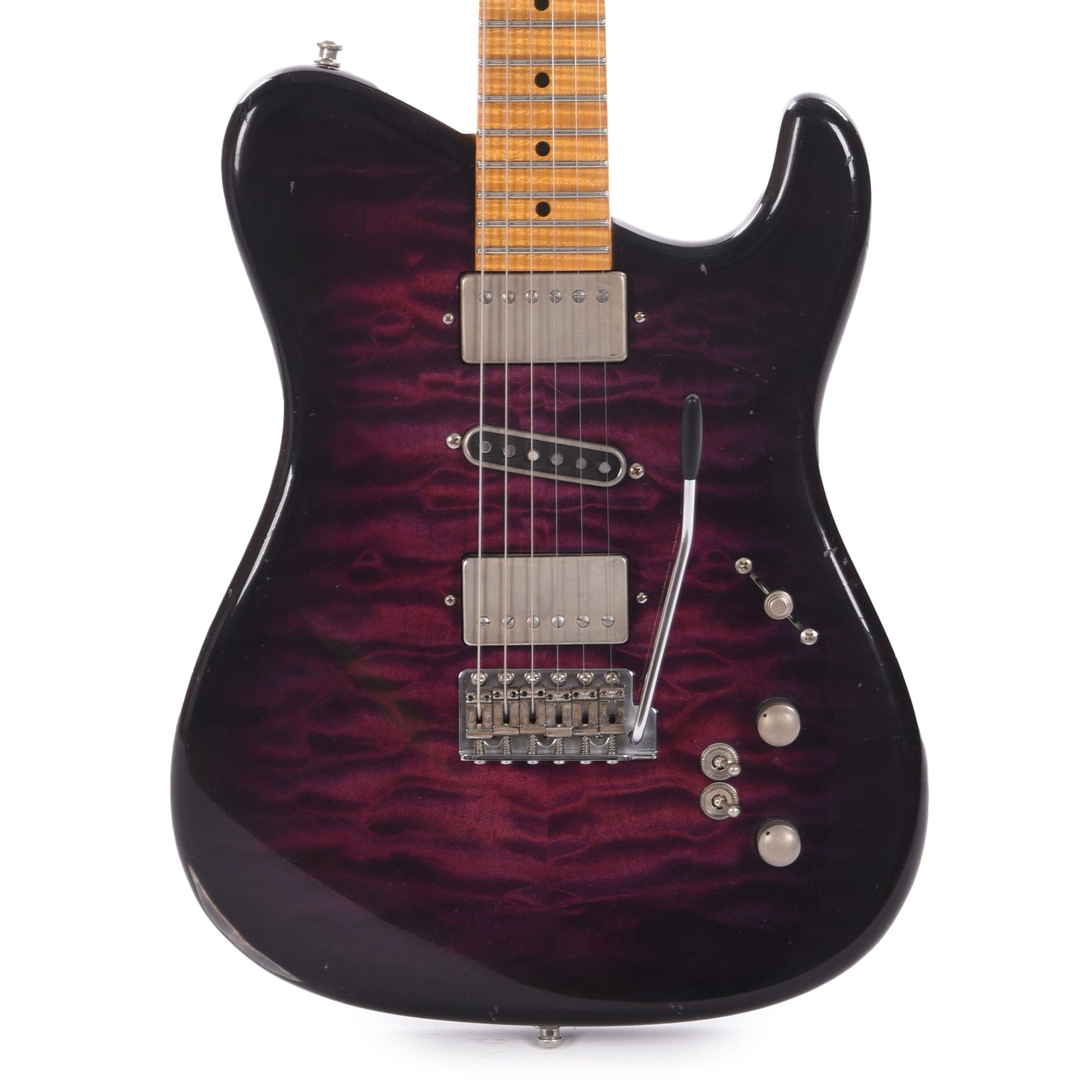Tausch 665 RAW Deluxe Trem HSH Quilted Maple Aged Violet Burst w/Flame Maple Neck Electric Guitars / Solid Body