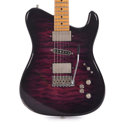 Tausch 665 RAW Deluxe Trem HSH Quilted Maple Aged Violet Burst w/Flame Maple Neck Electric Guitars / Solid Body